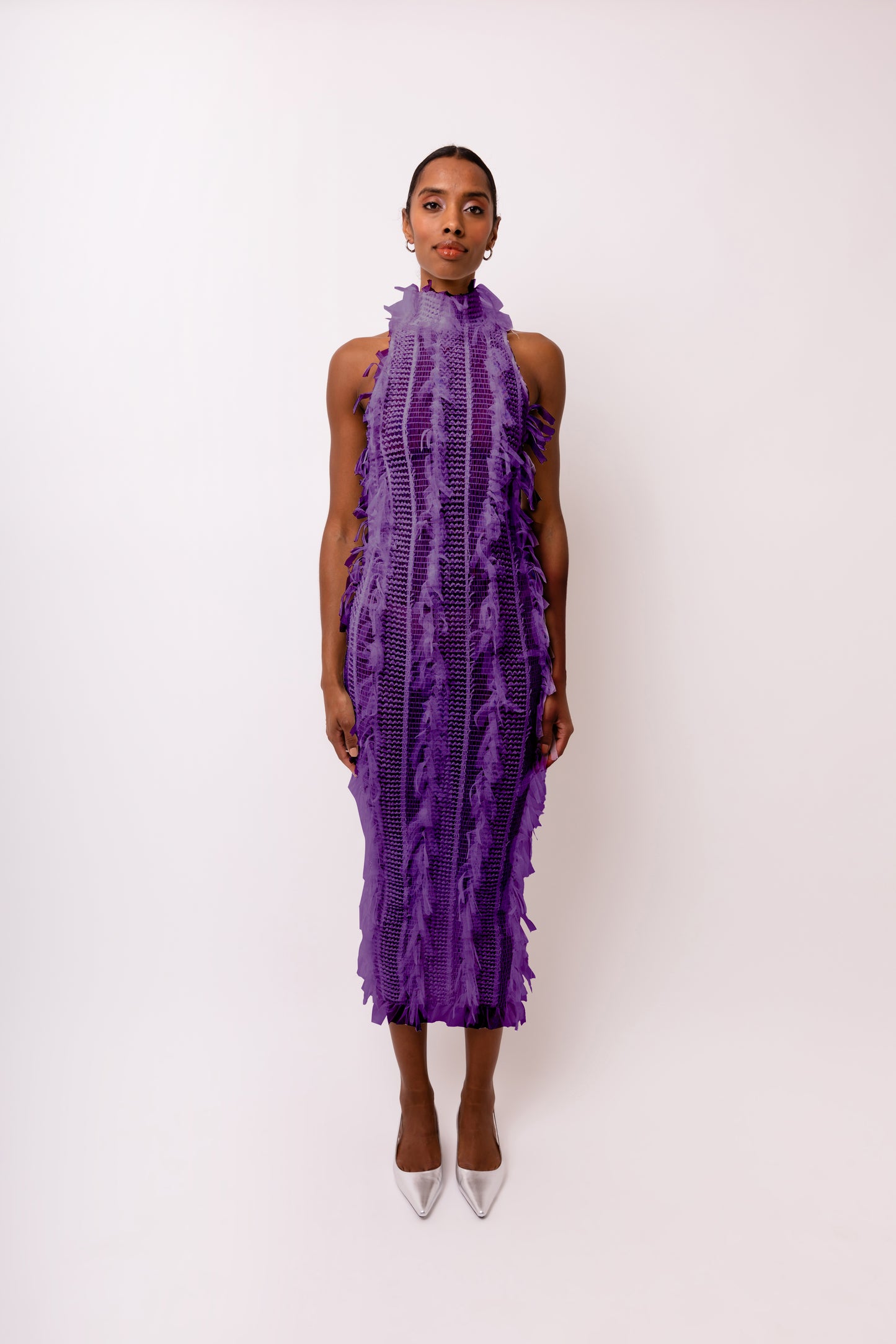 Calla Purple High Neck Midi Dress-ALJH0099-2