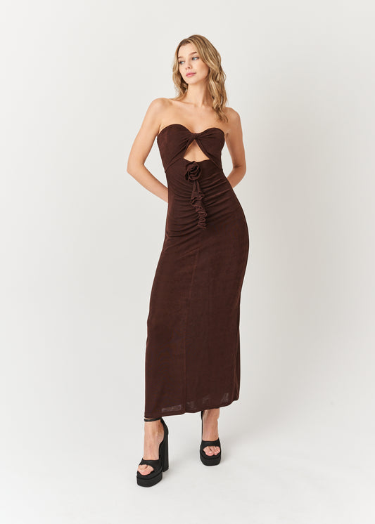 Tia Strapless Front Cut Out Maxi Dress-ALJH0117