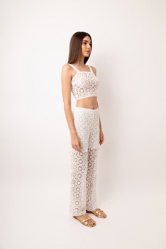 Capri Crochet Rear Zip Straight Pants-ALKL0231