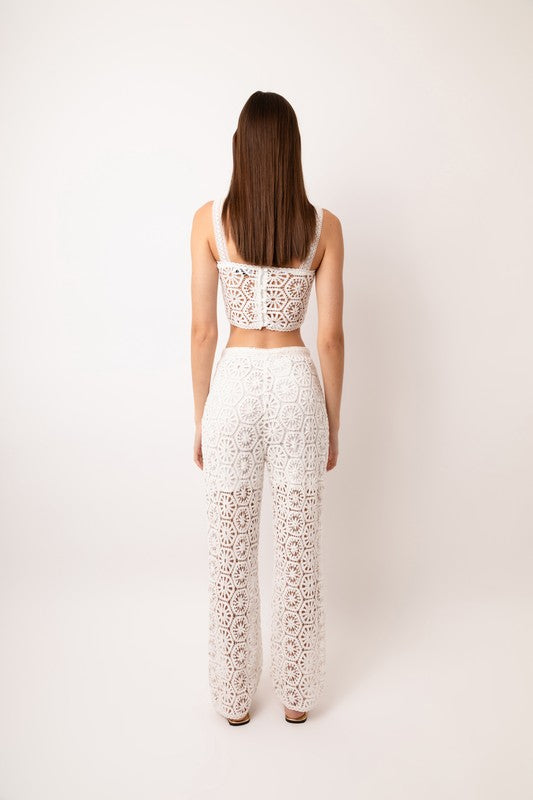 Capri Crochet Rear Zip Straight Pants-ALKL0231