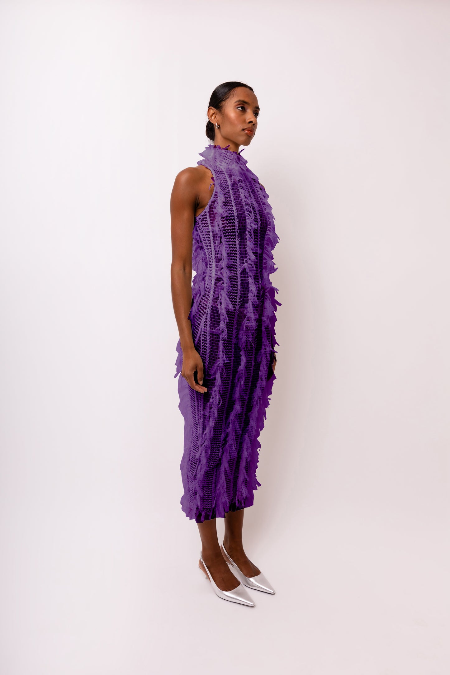 Calla Purple High Neck Midi Dress-ALJH0099-2