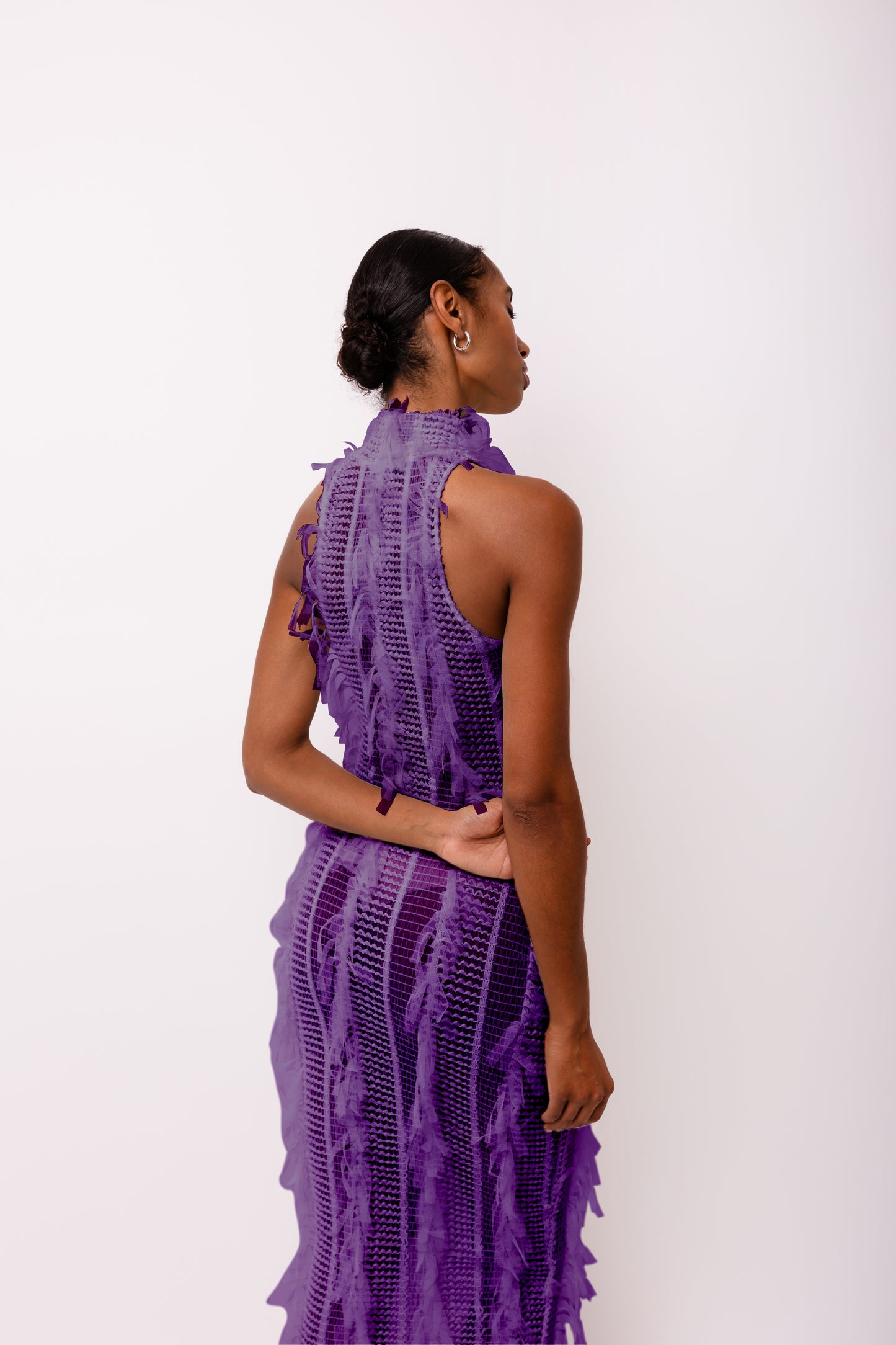 Calla Purple High Neck Midi Dress-ALJH0099-2