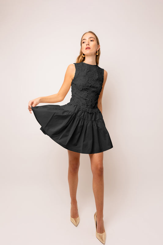 Frida Sleeveless Crochet Mini Dress-ALJH0261