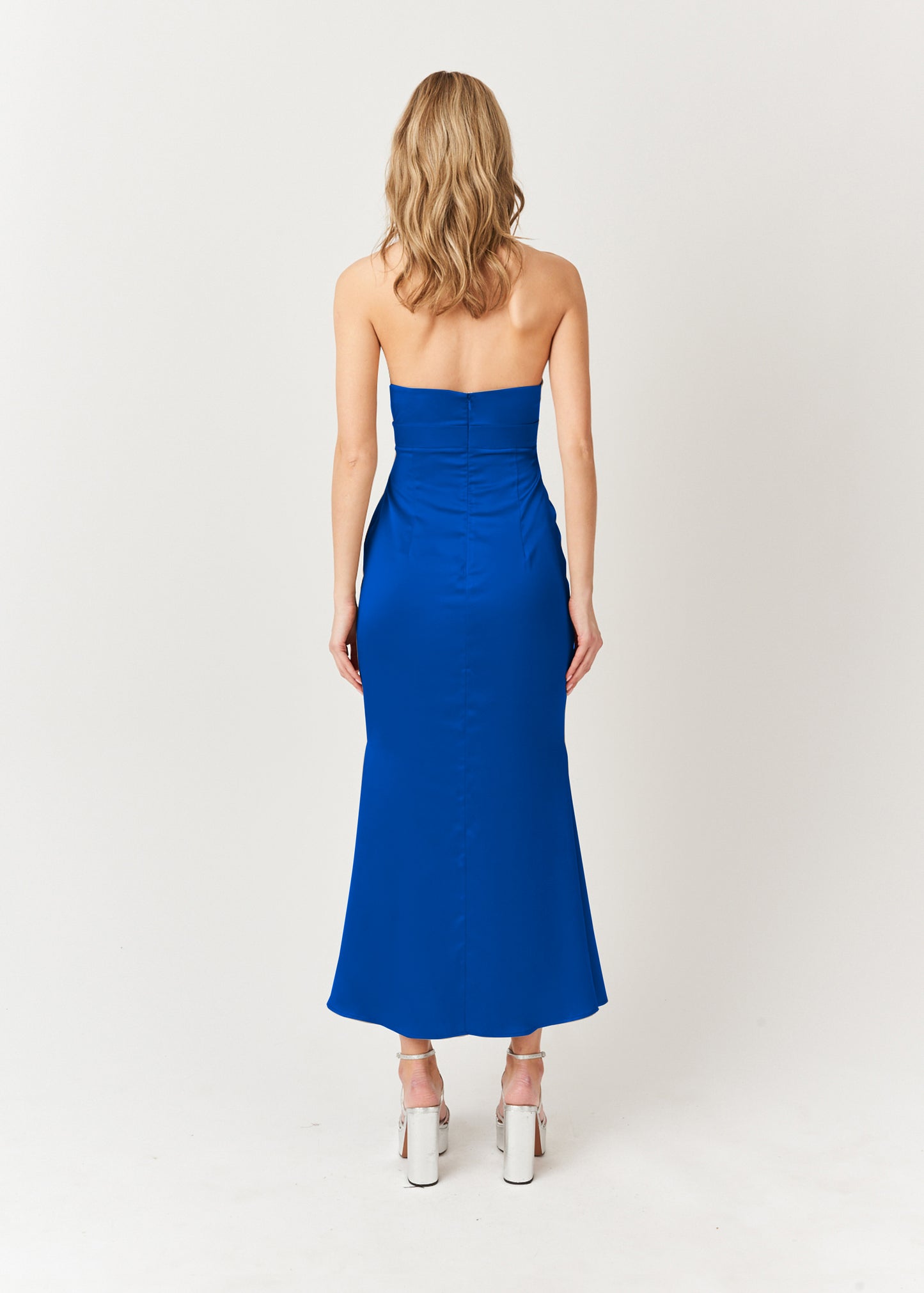 Wynter Front Cut Out Halter Satin Midi Dress-ALJH0108