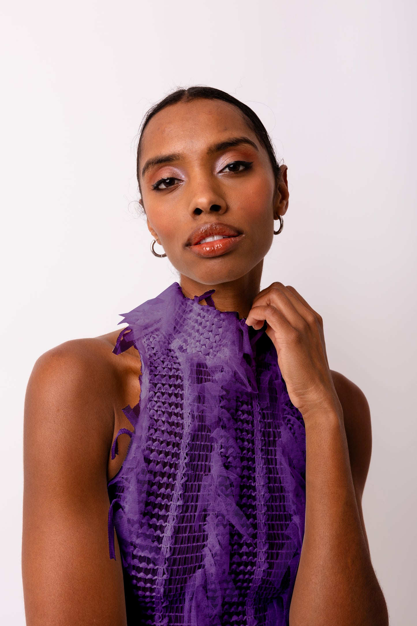 Calla Purple High Neck Midi Dress-ALJH0099-2