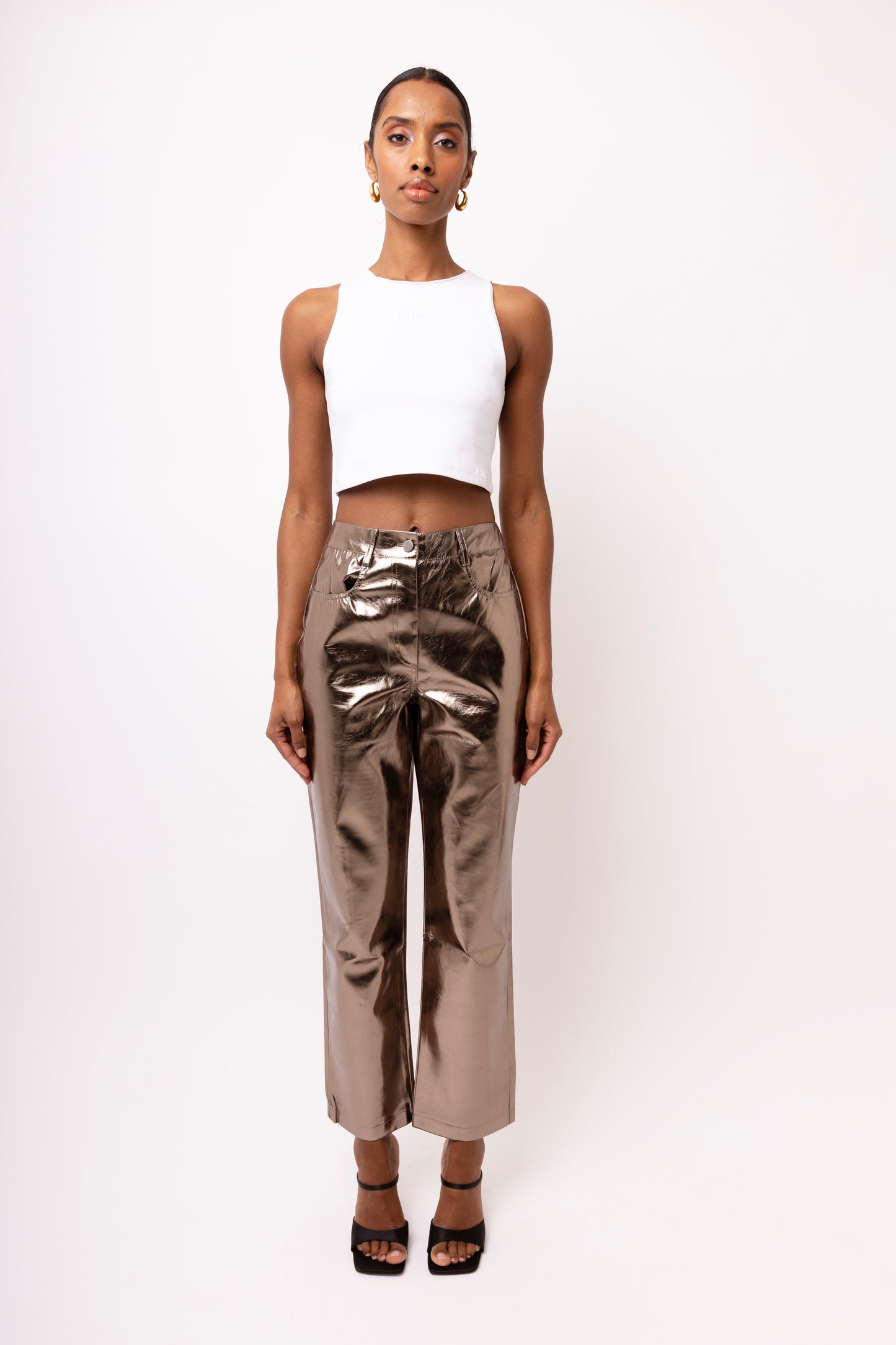 LUPE CHARCOAL METALLIC TROUSERS-DB002