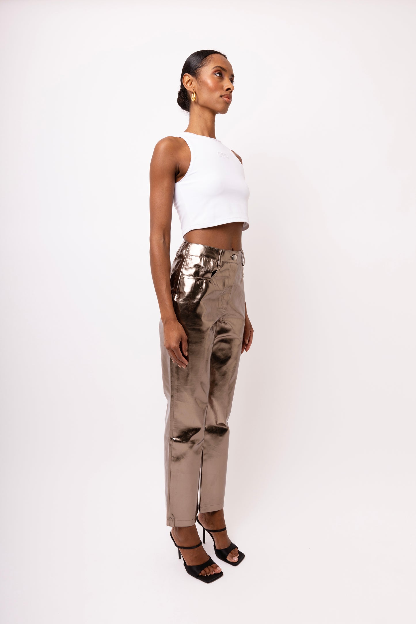 LUPE CHARCOAL METALLIC TROUSERS-DB002