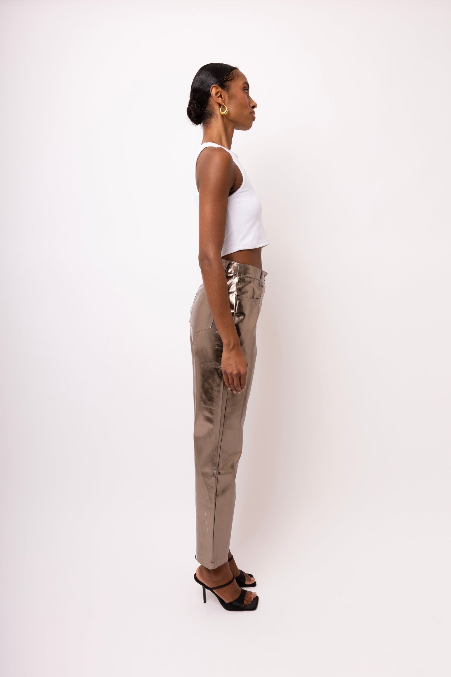 LUPE CHARCOAL METALLIC TROUSERS-DB002