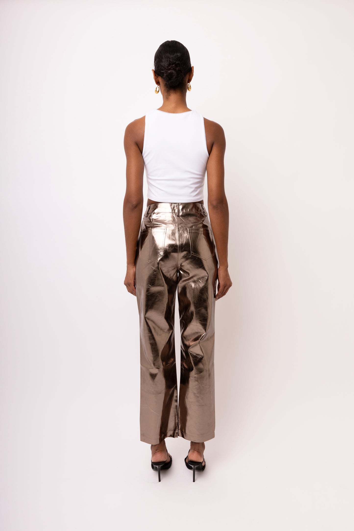 LUPE CHARCOAL METALLIC TROUSERS-DB002