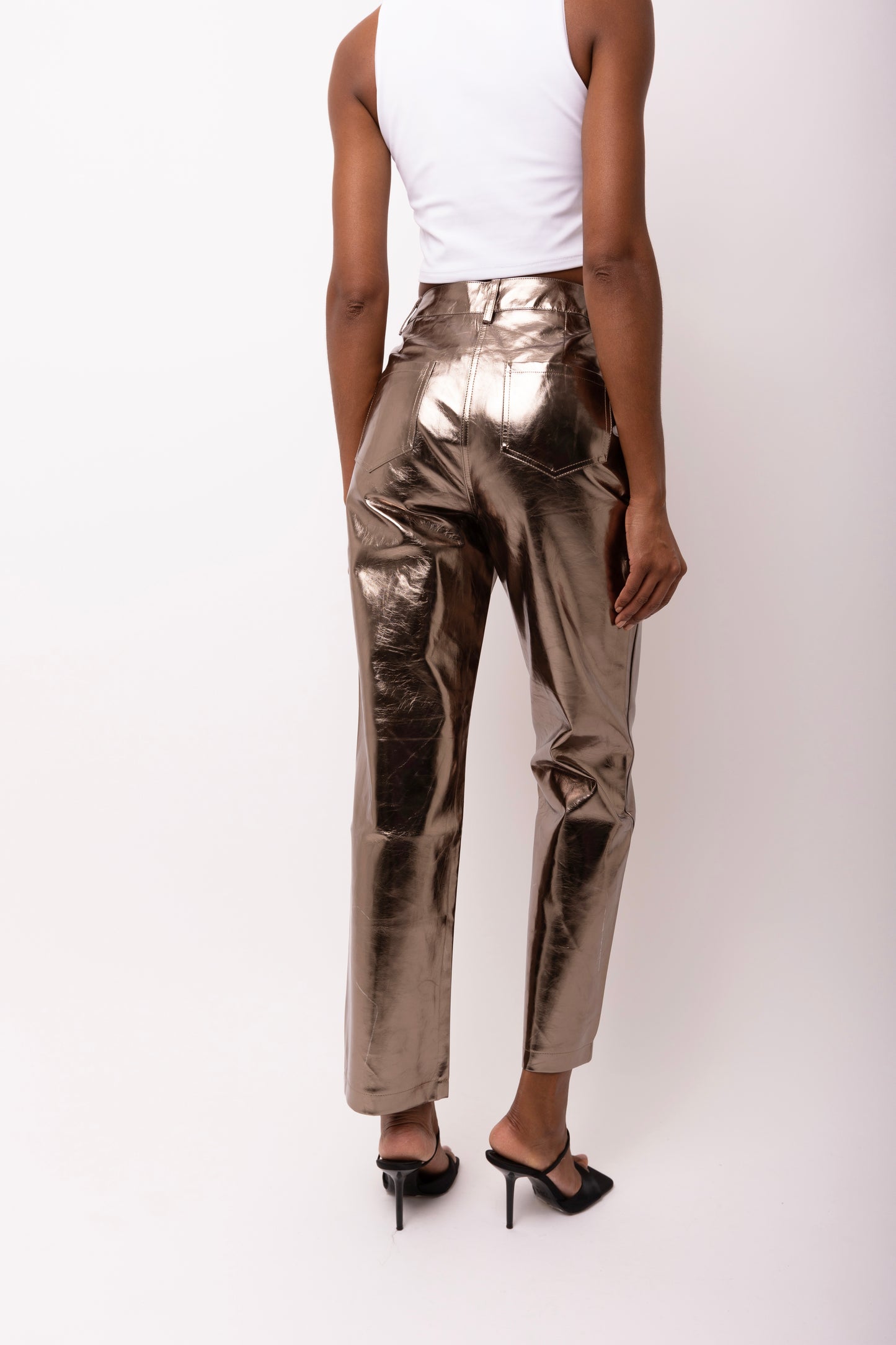 LUPE CHARCOAL METALLIC TROUSERS-DB002