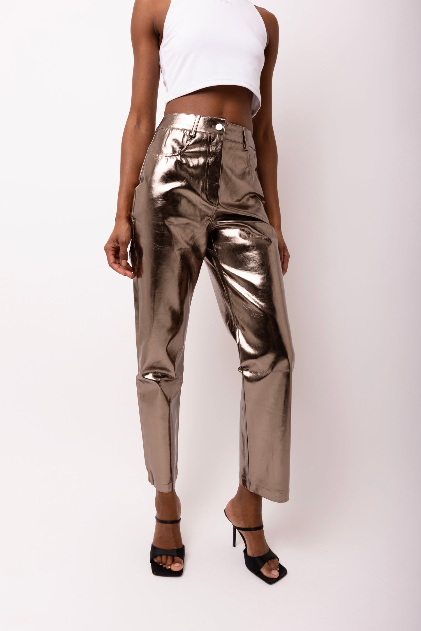LUPE CHARCOAL METALLIC TROUSERS-DB002
