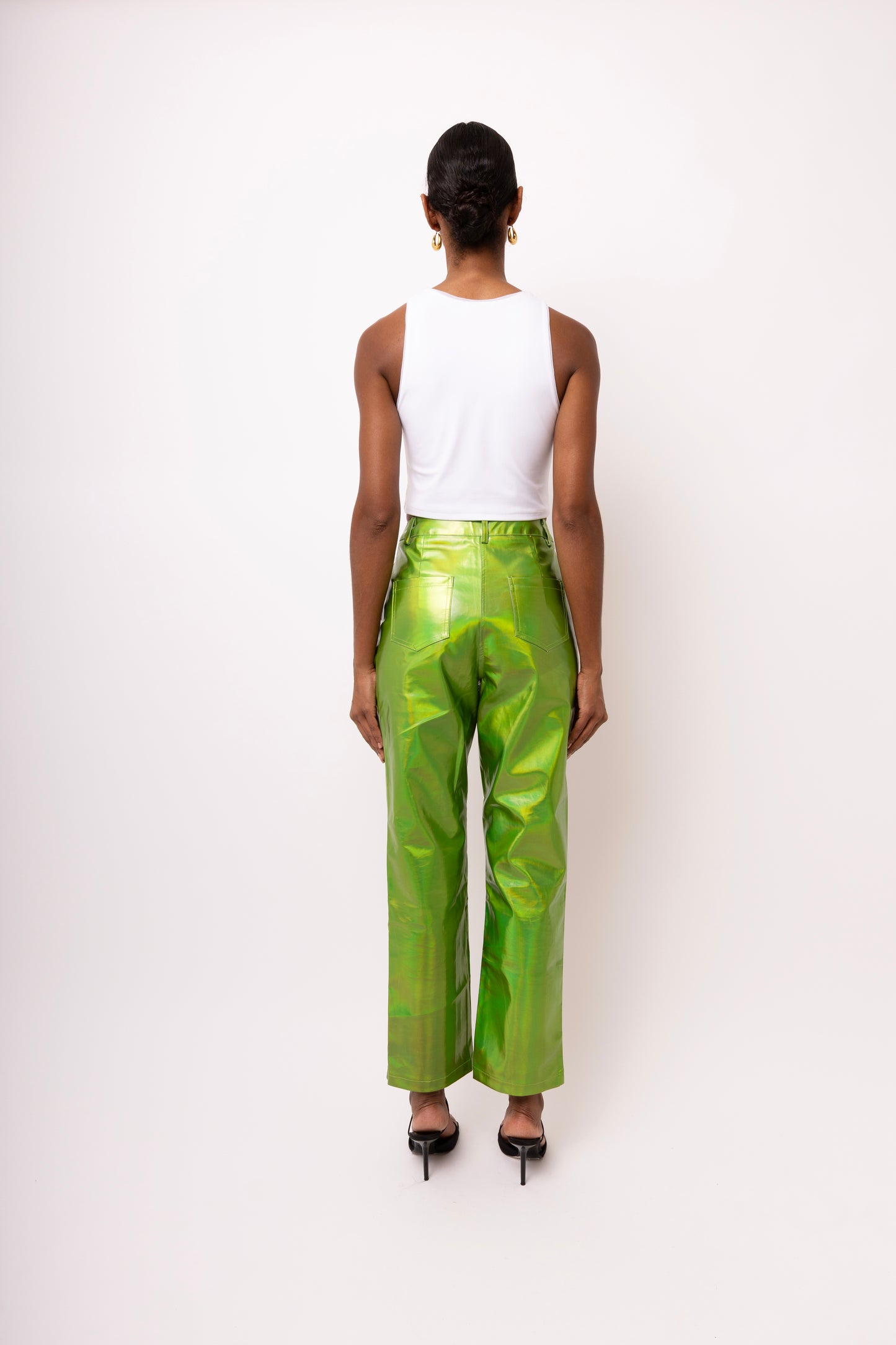 LUPE GREEN METALLIC TROUSERS-DB002