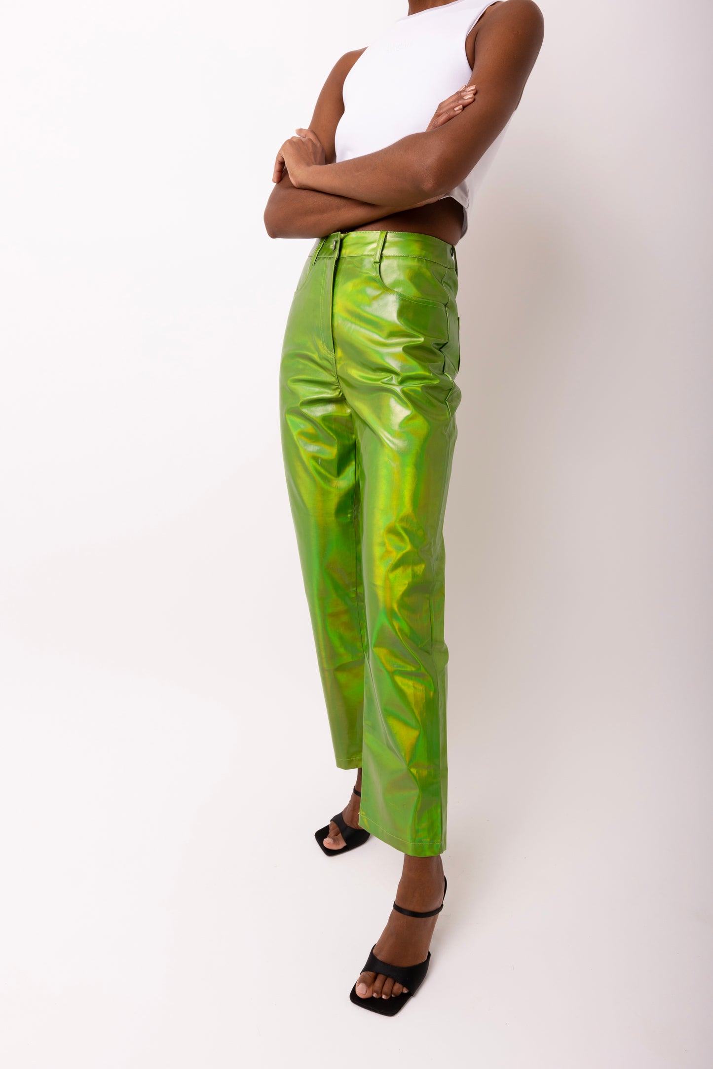 LUPE GREEN METALLIC TROUSERS-DB002