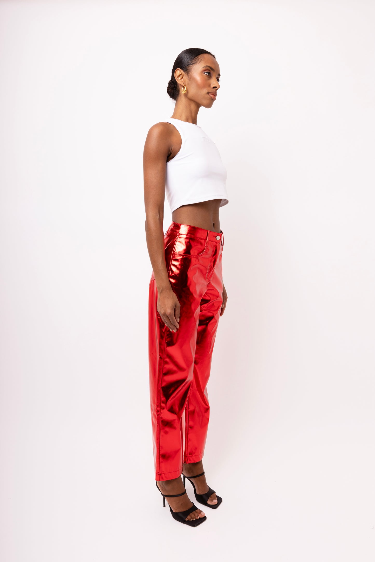LUPE RED METALLIC TROUSERS-DB005