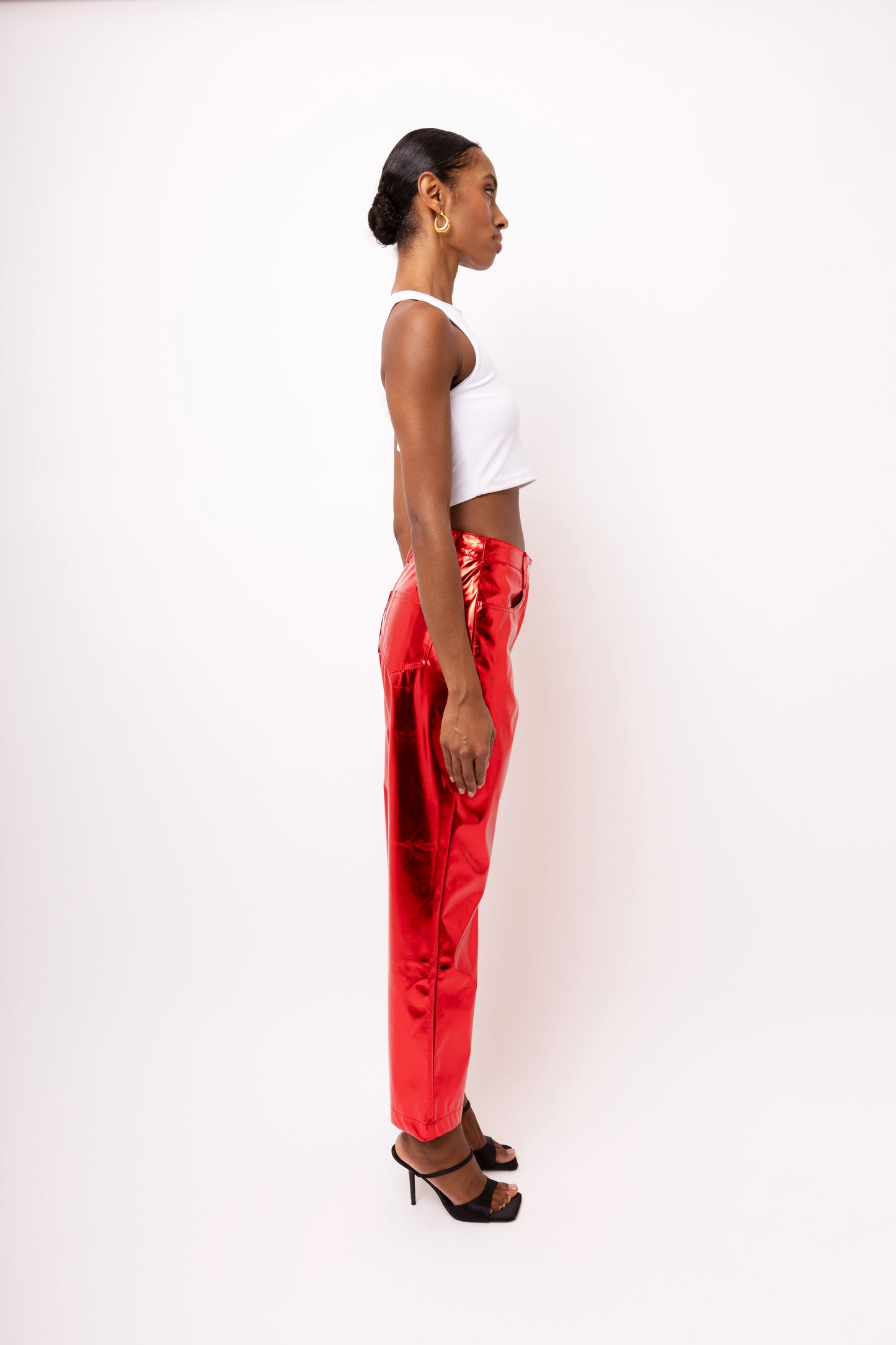 LUPE RED METALLIC TROUSERS-DB005