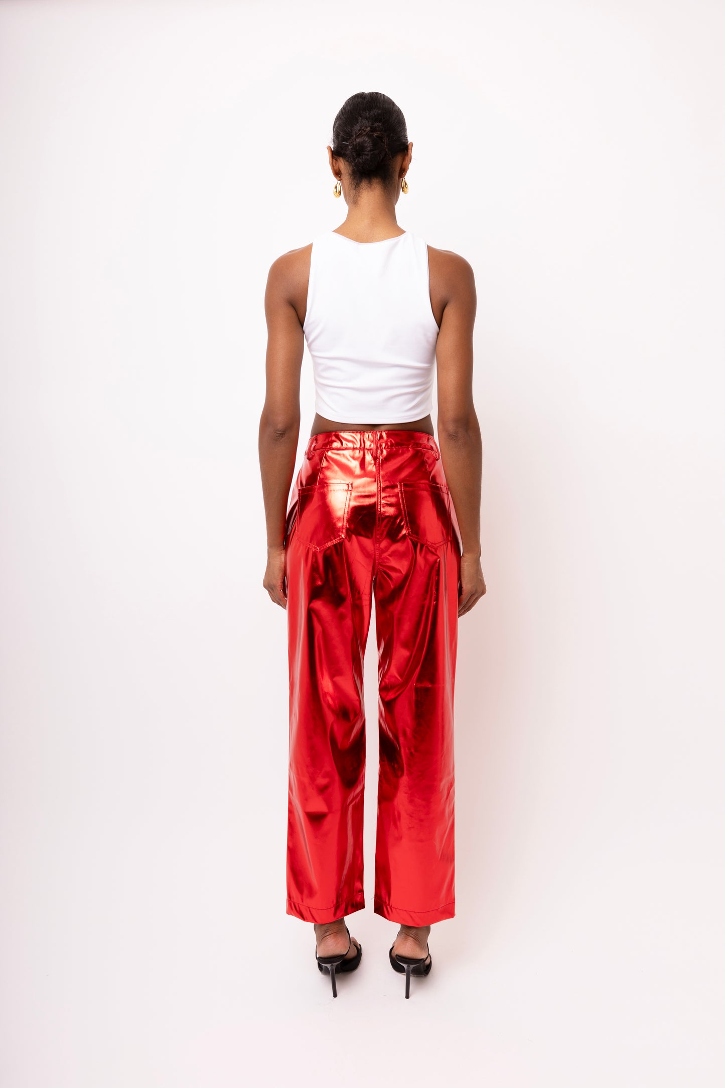 LUPE RED METALLIC TROUSERS-DB005
