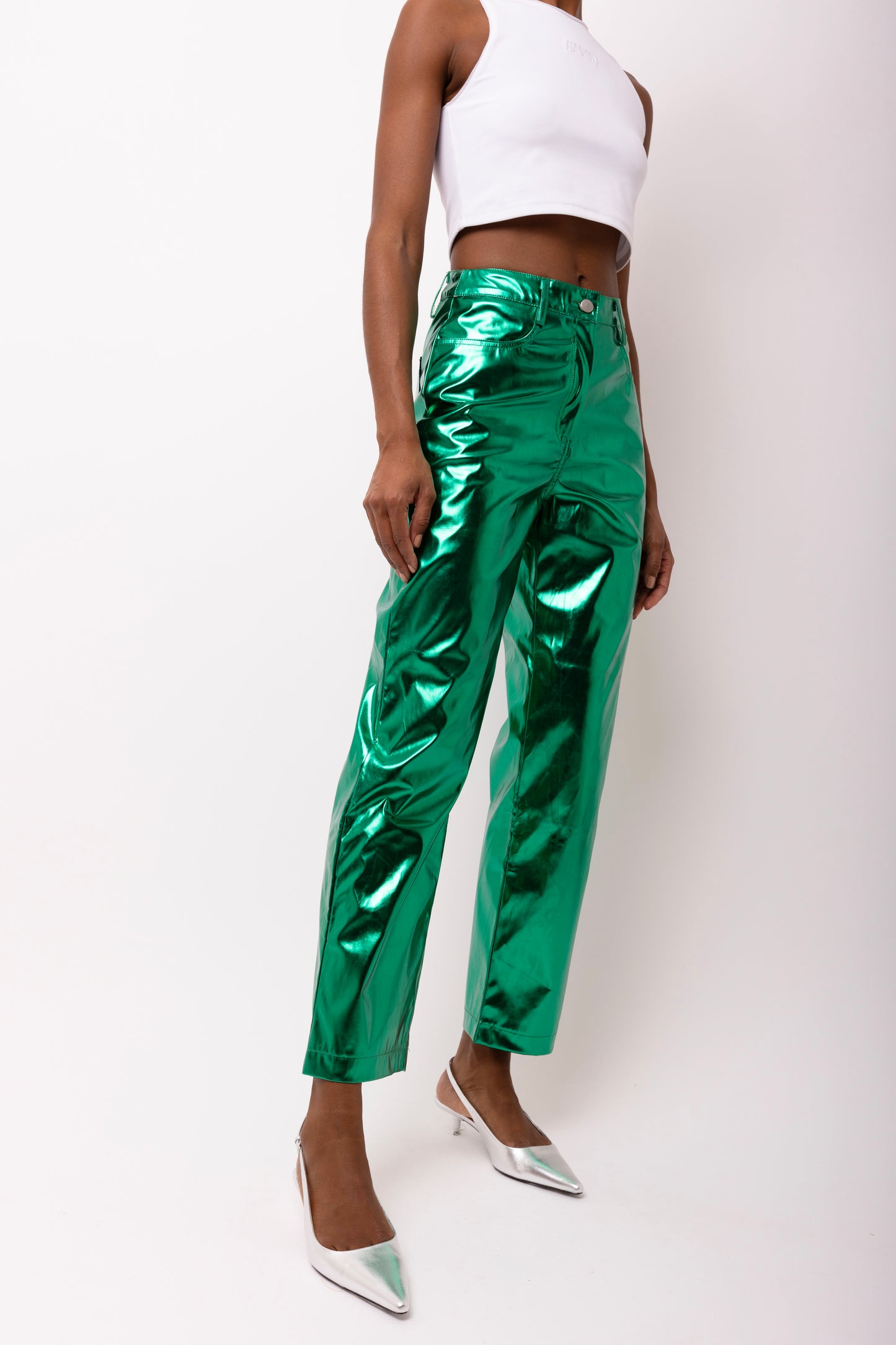 LUPE GREEN METALLIC TROUSERS-DB005