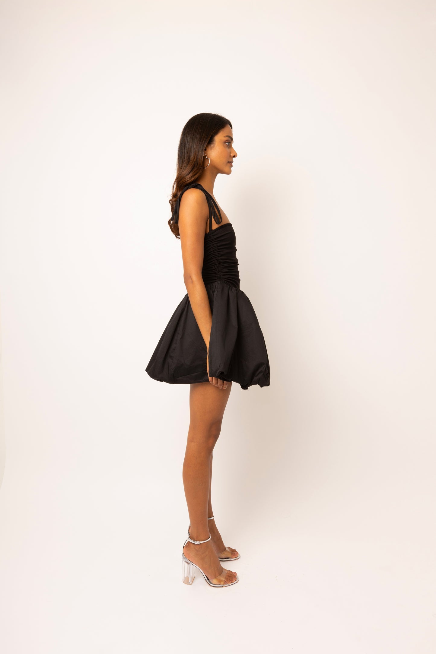 Alexa Black Puffball Mini Dress-AL2750-2