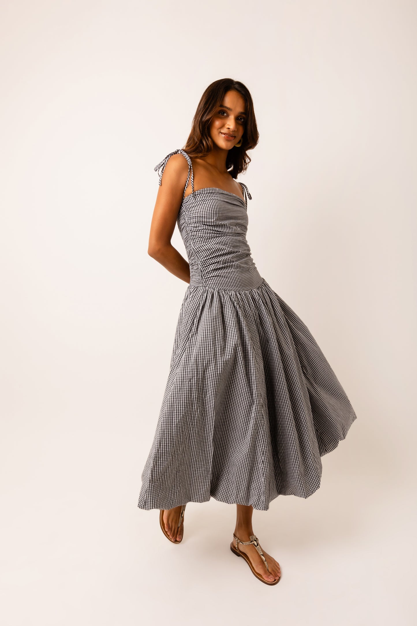 Alexa Mono Gingham Puffball Dress-AL2750-14