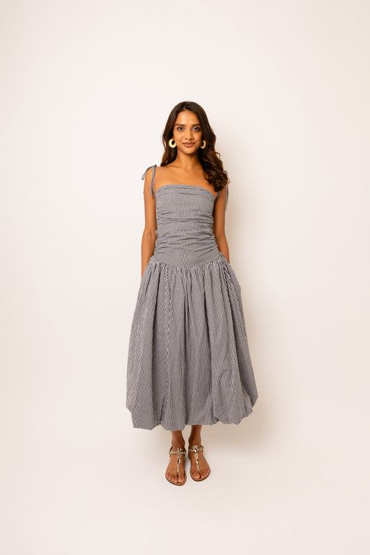 Alexa Mono Gingham Puffball Dress-AL2750-14