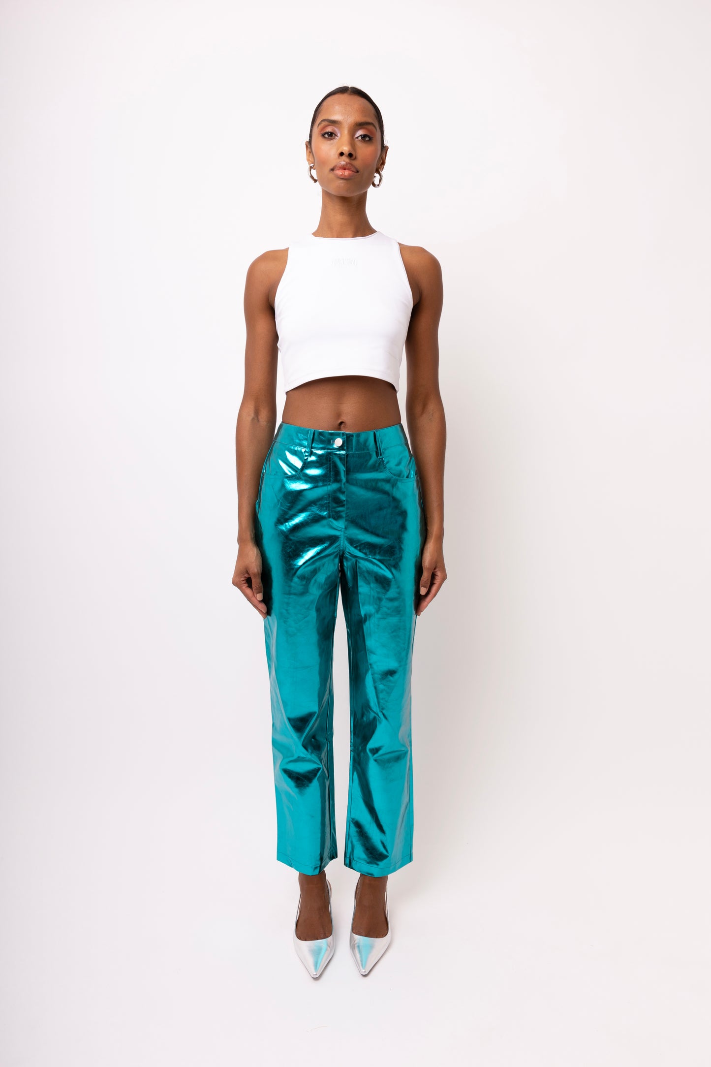 LUPE BLUE METALLIC TROUSERS-DB002