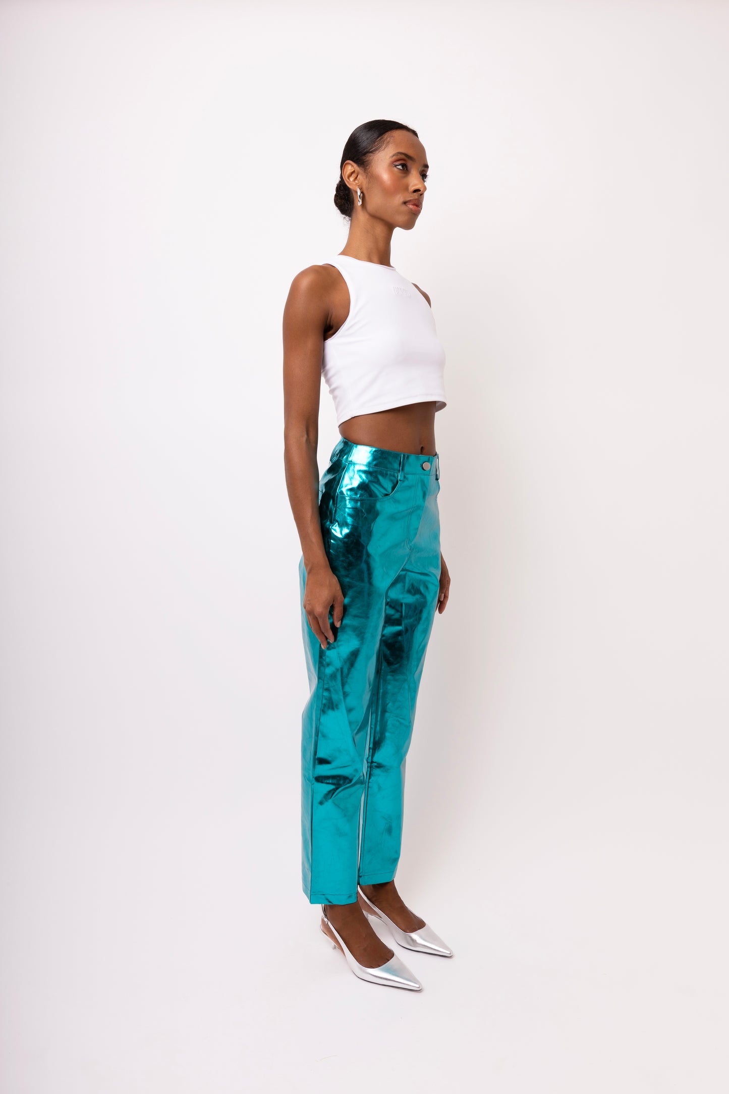 LUPE BLUE METALLIC TROUSERS-DB002