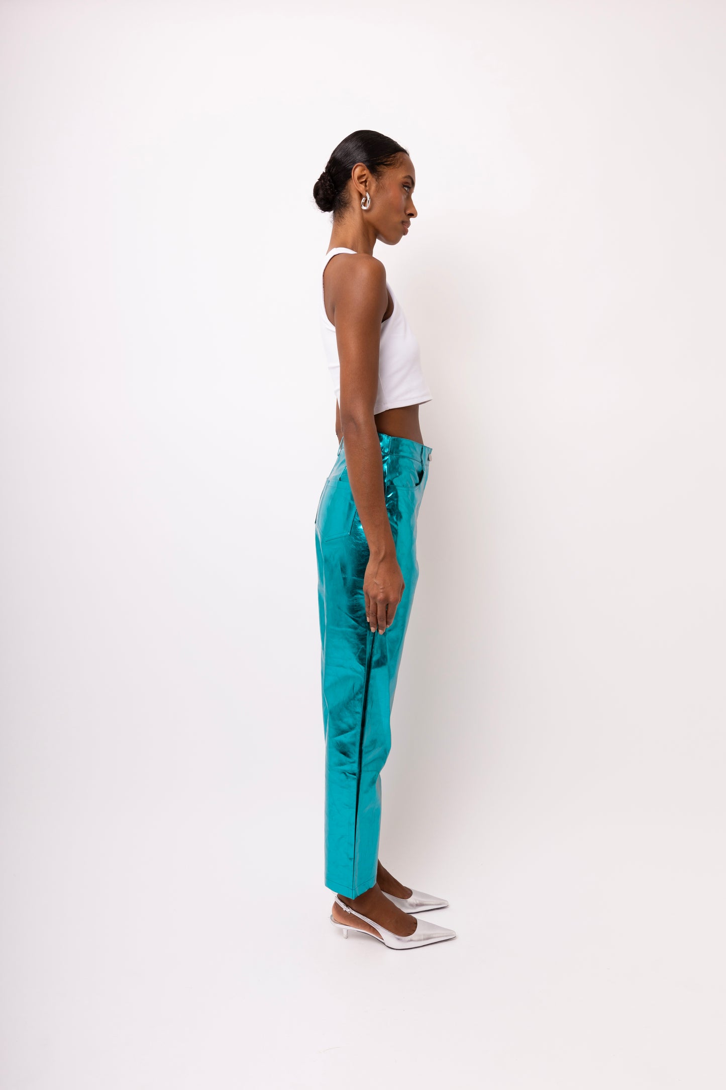 LUPE BLUE METALLIC TROUSERS-DB002