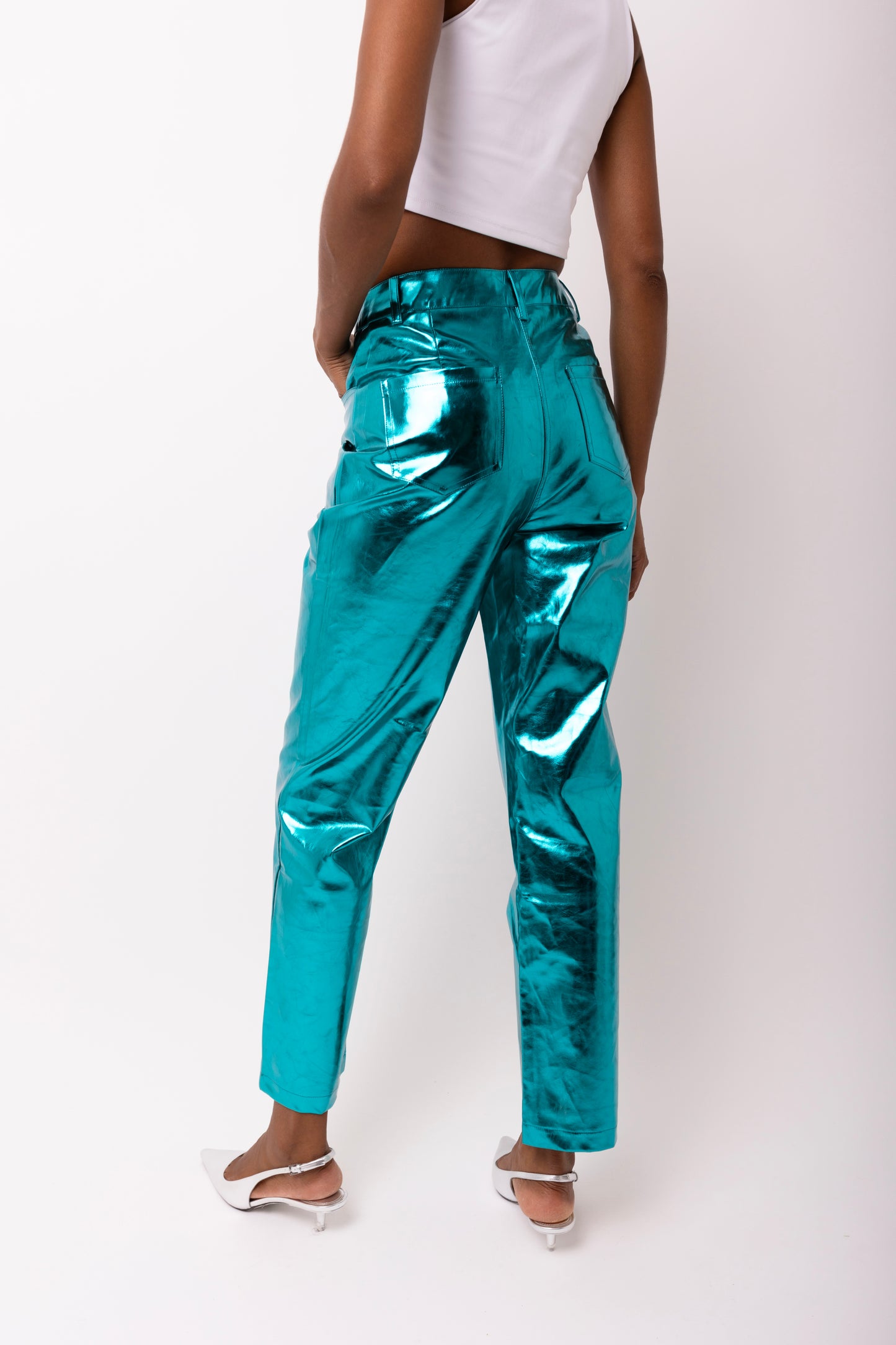 LUPE BLUE METALLIC TROUSERS-DB002