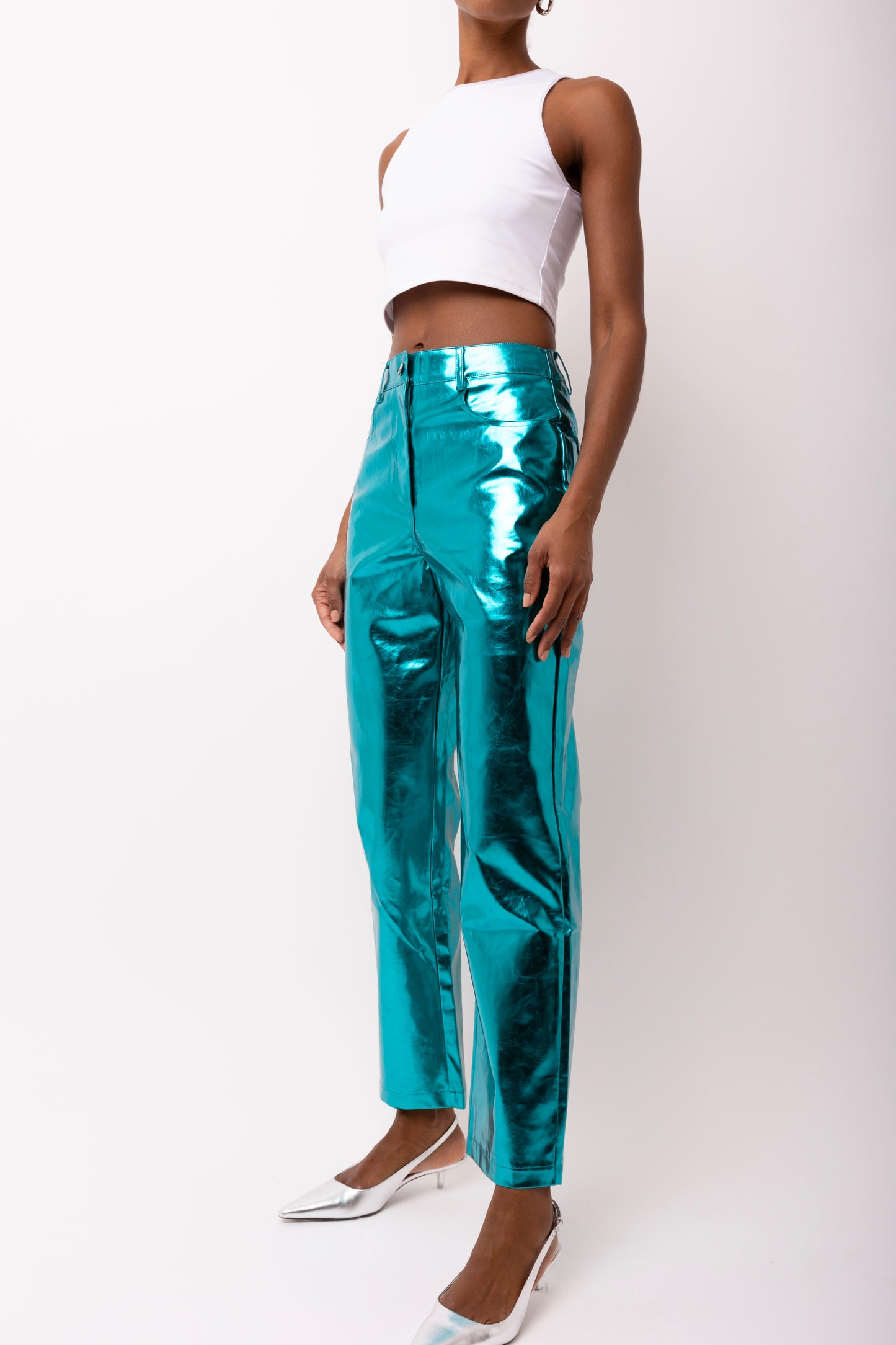 LUPE BLUE METALLIC TROUSERS-DB002