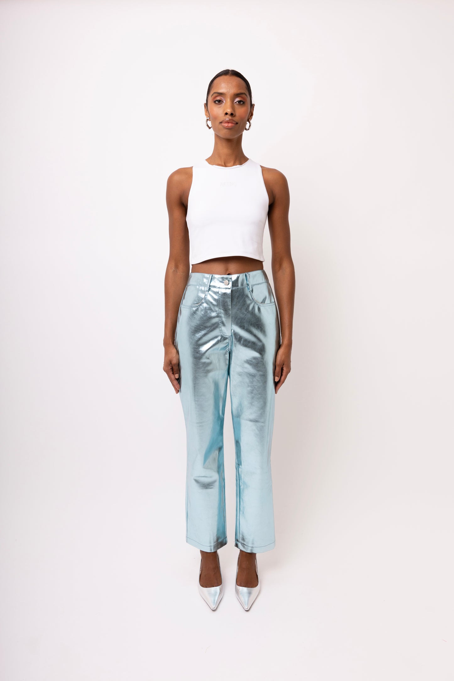 LUPE ICE BLUE METALLIC TROUSERS-DB002