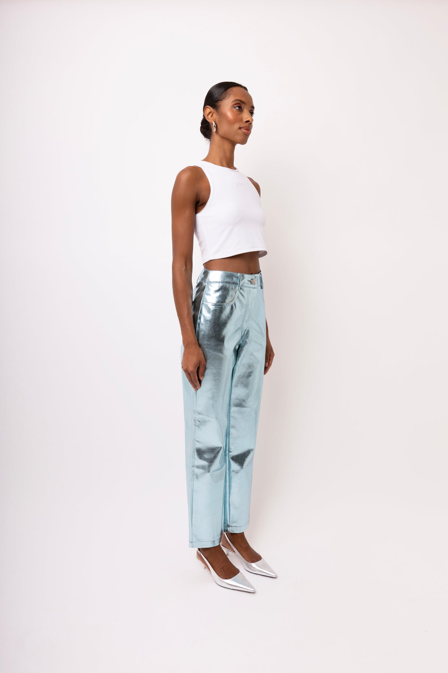 LUPE ICE BLUE METALLIC TROUSERS-DB002