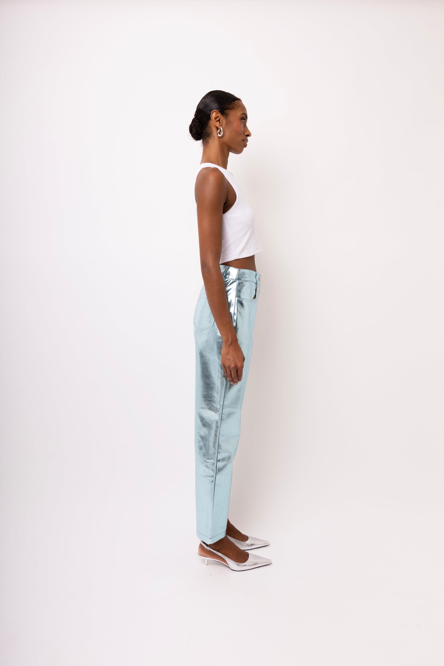 LUPE ICE BLUE METALLIC TROUSERS-DB002