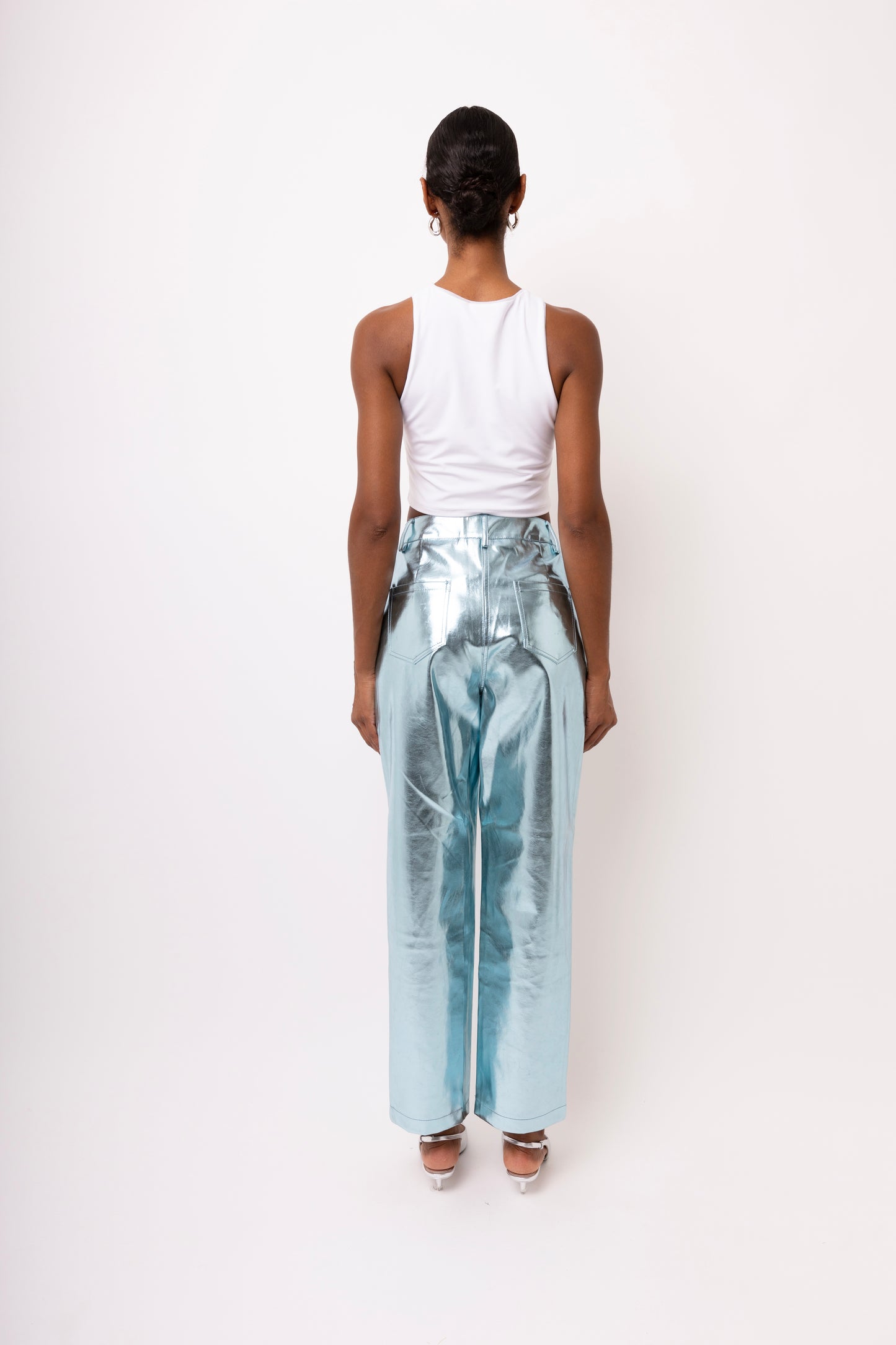 LUPE ICE BLUE METALLIC TROUSERS-DB002