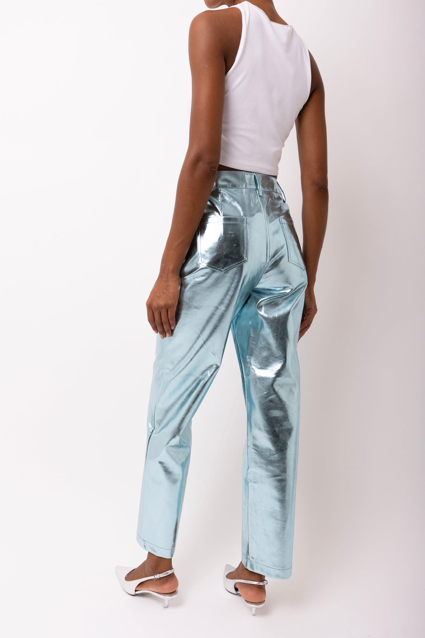 LUPE ICE BLUE METALLIC TROUSERS-DB002