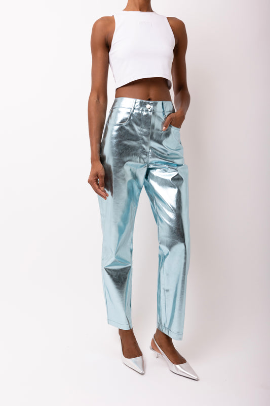 LUPE ICE BLUE METALLIC TROUSERS-DB002
