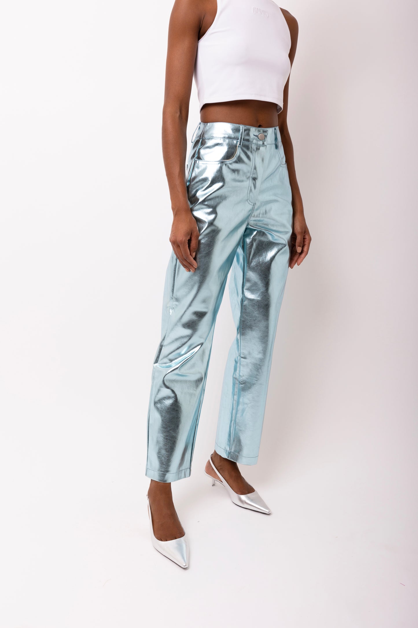 LUPE ICE BLUE METALLIC TROUSERS-DB002