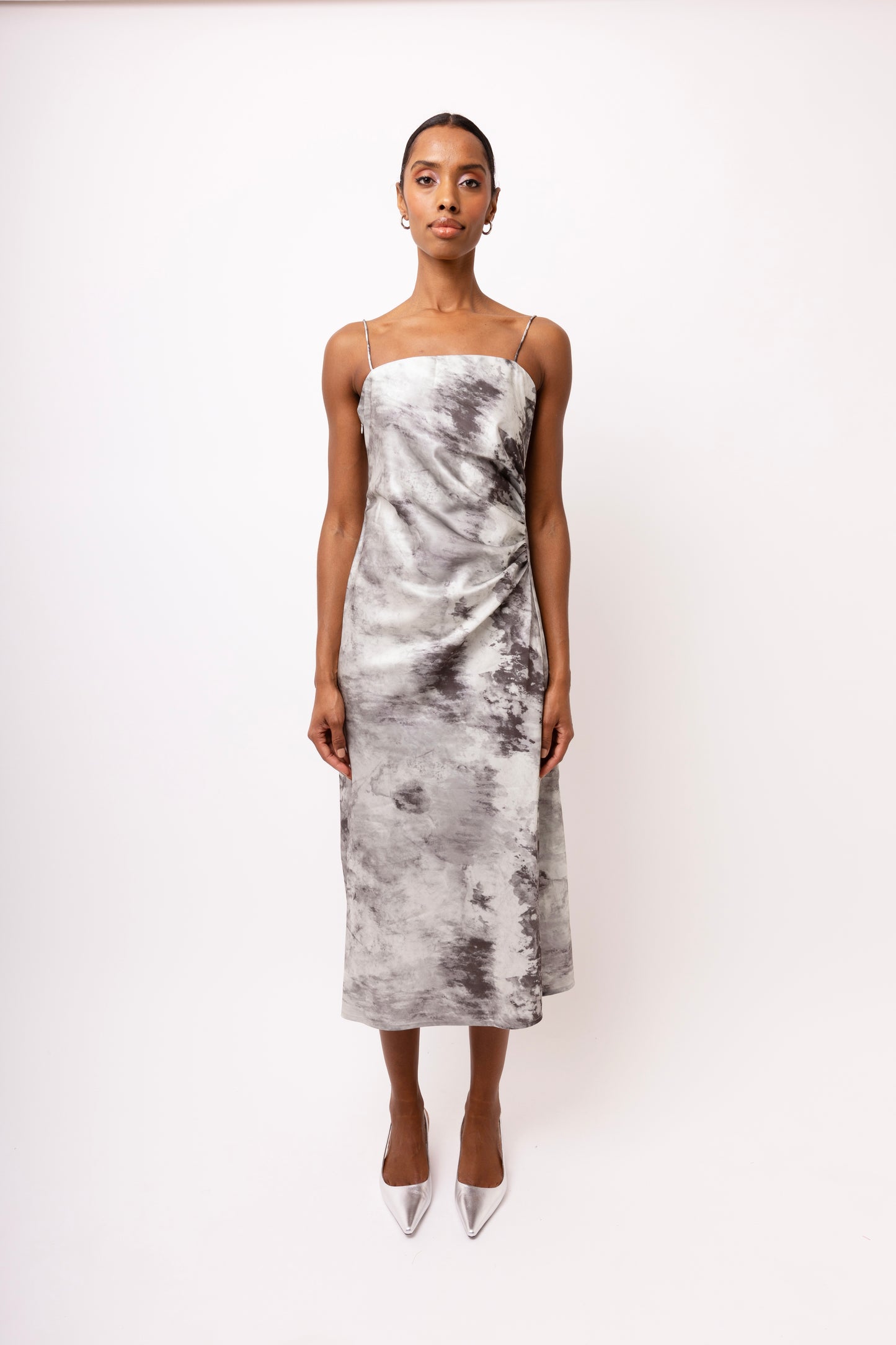Ramona Thin Spaghetti Strap Bandeau Midi Dress-ALUS003