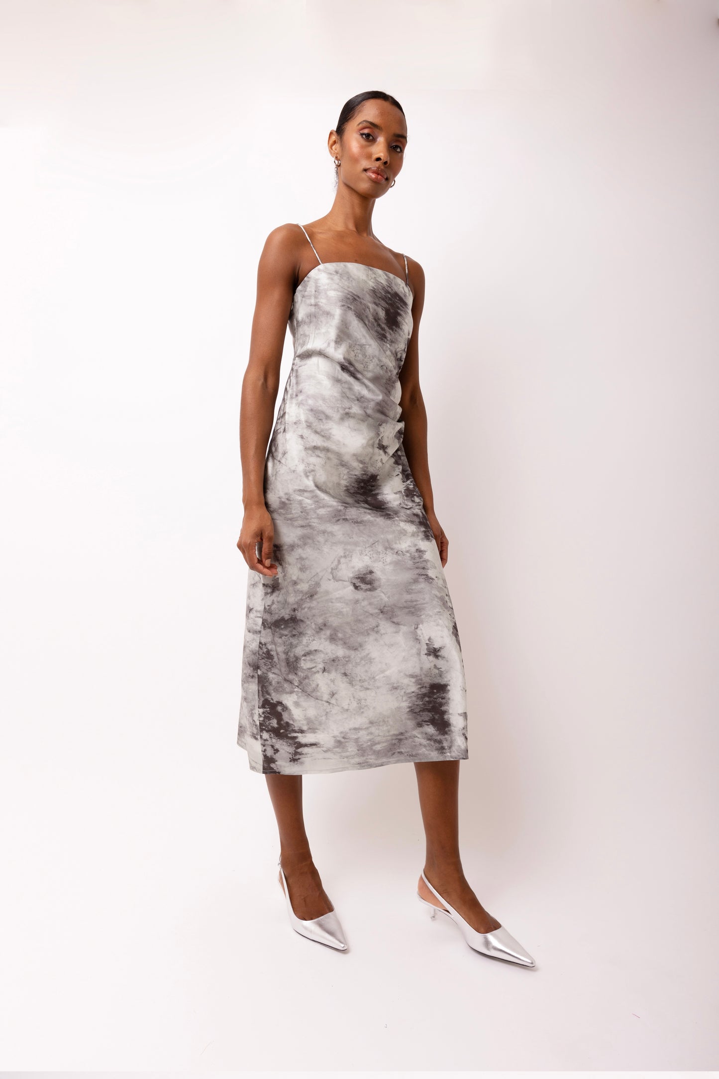 Ramona Thin Spaghetti Strap Bandeau Midi Dress-ALUS003