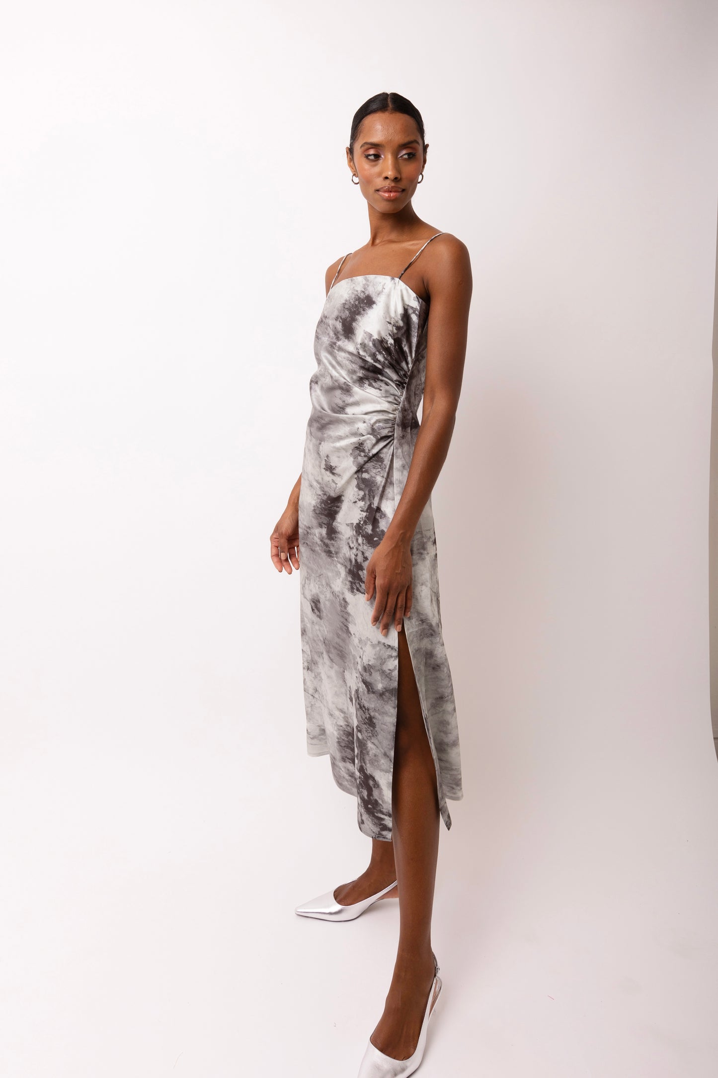 Ramona Thin Spaghetti Strap Bandeau Midi Dress-ALUS003