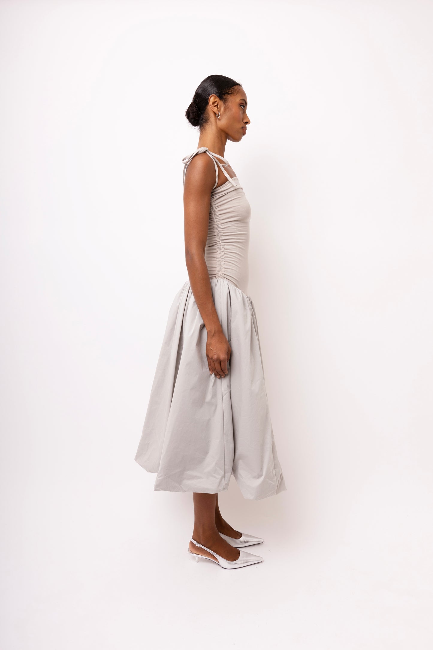 ALEXA LIGHT GREY PUFFBALL DRESS-AL2750