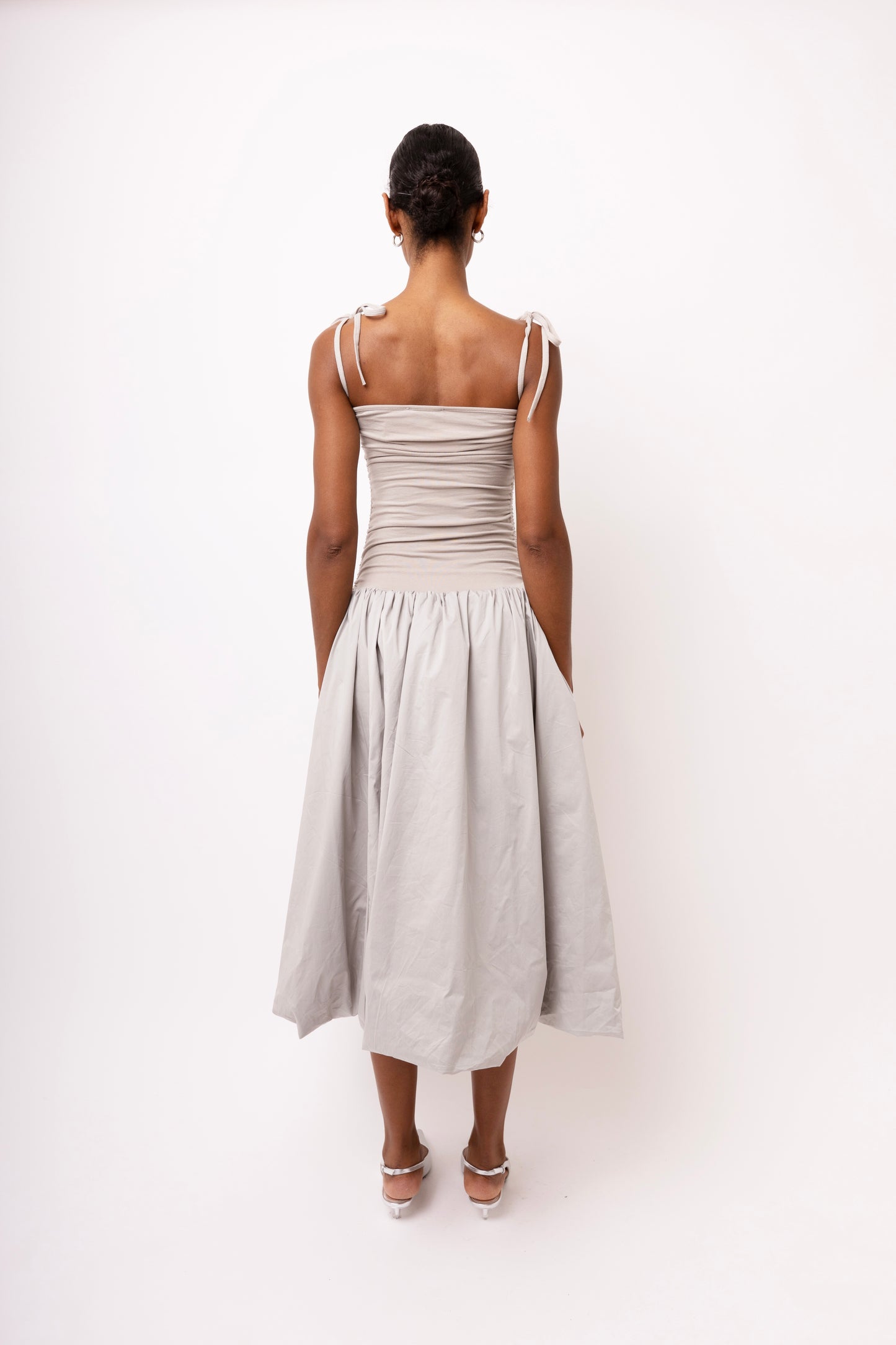 ALEXA LIGHT GREY PUFFBALL DRESS-AL2750