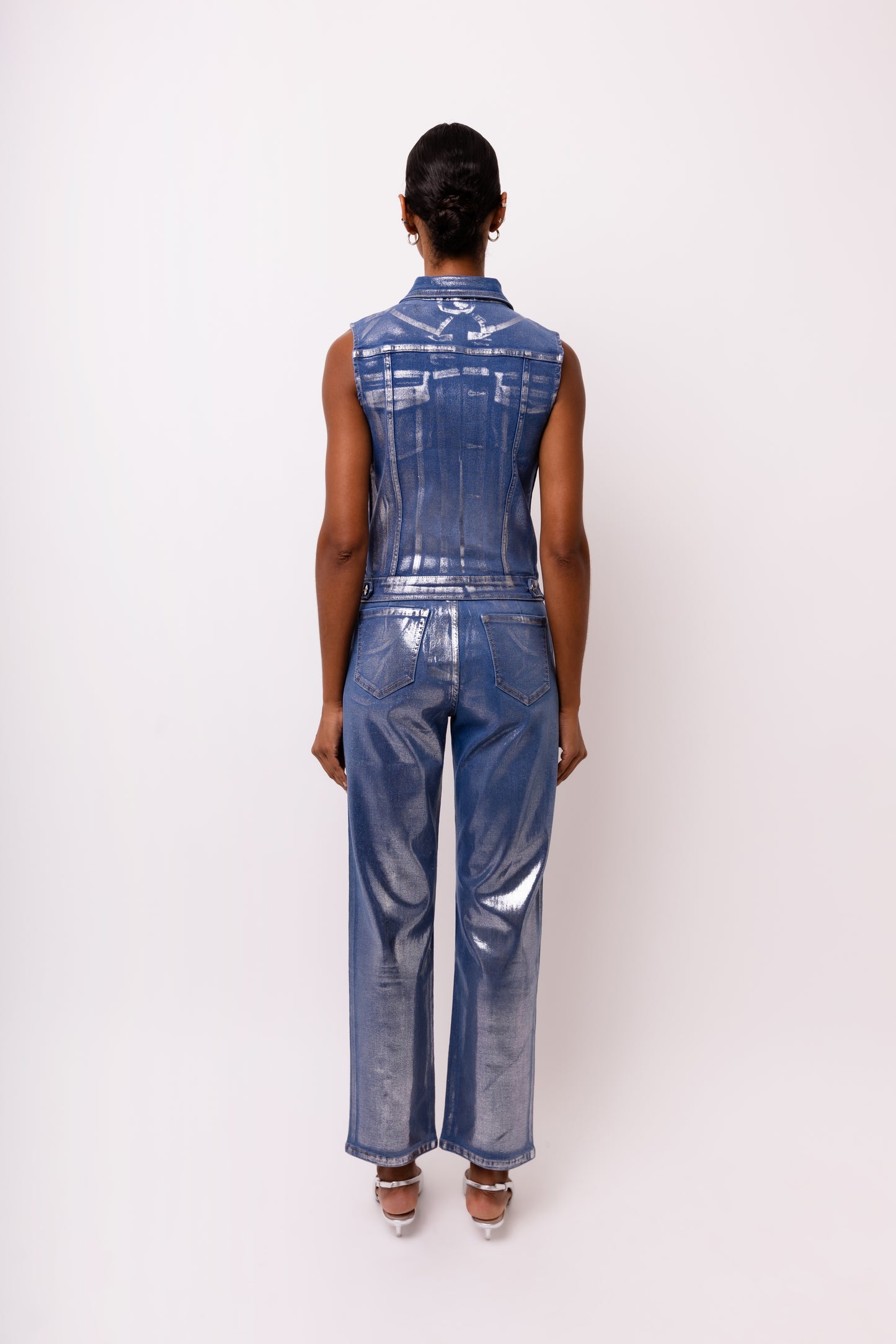 Soho Stretch Metallic Denim Gilet-ALCM0004