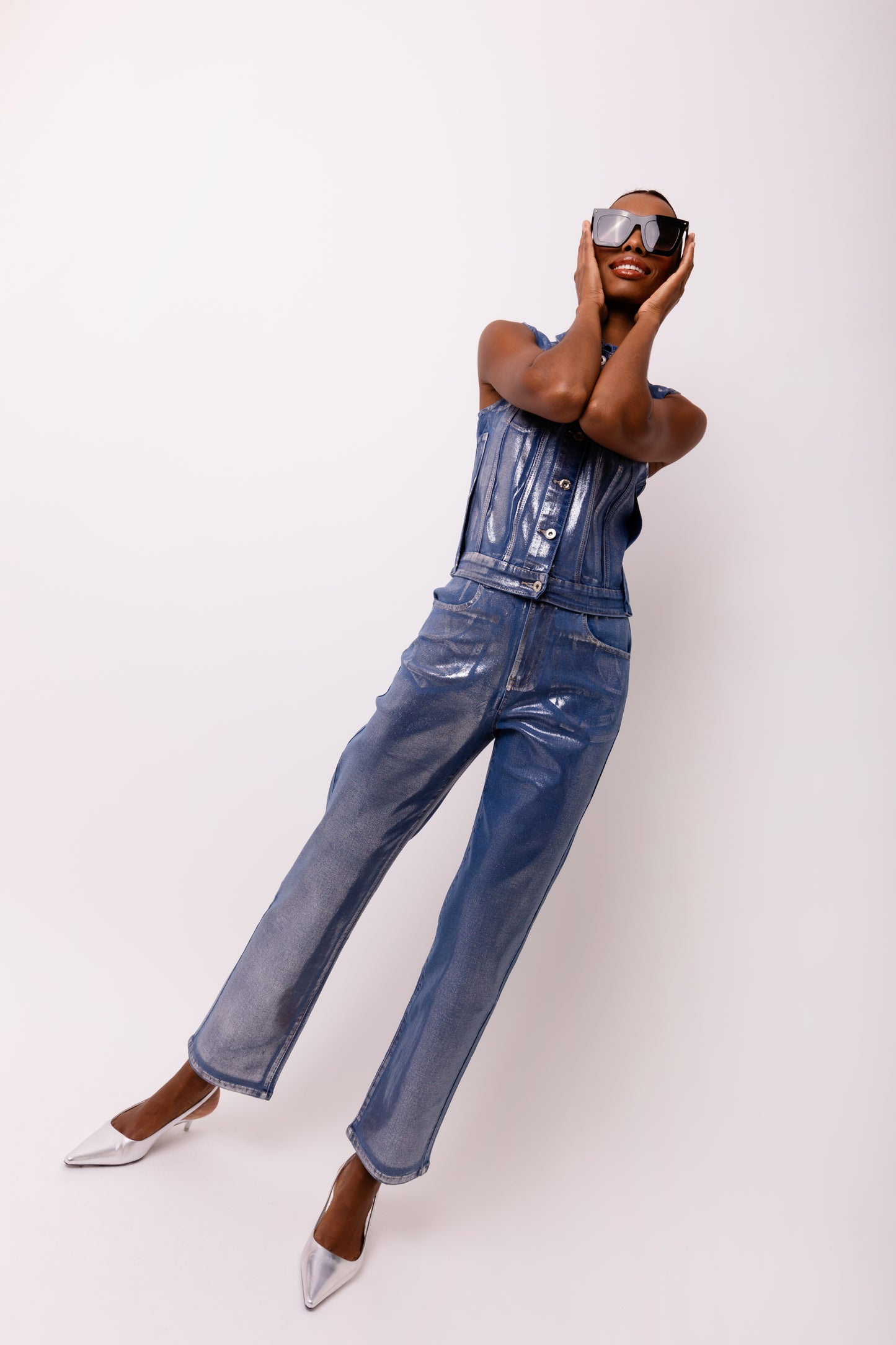 Soho Stretch Metallic Denim Pants-ALCM0003