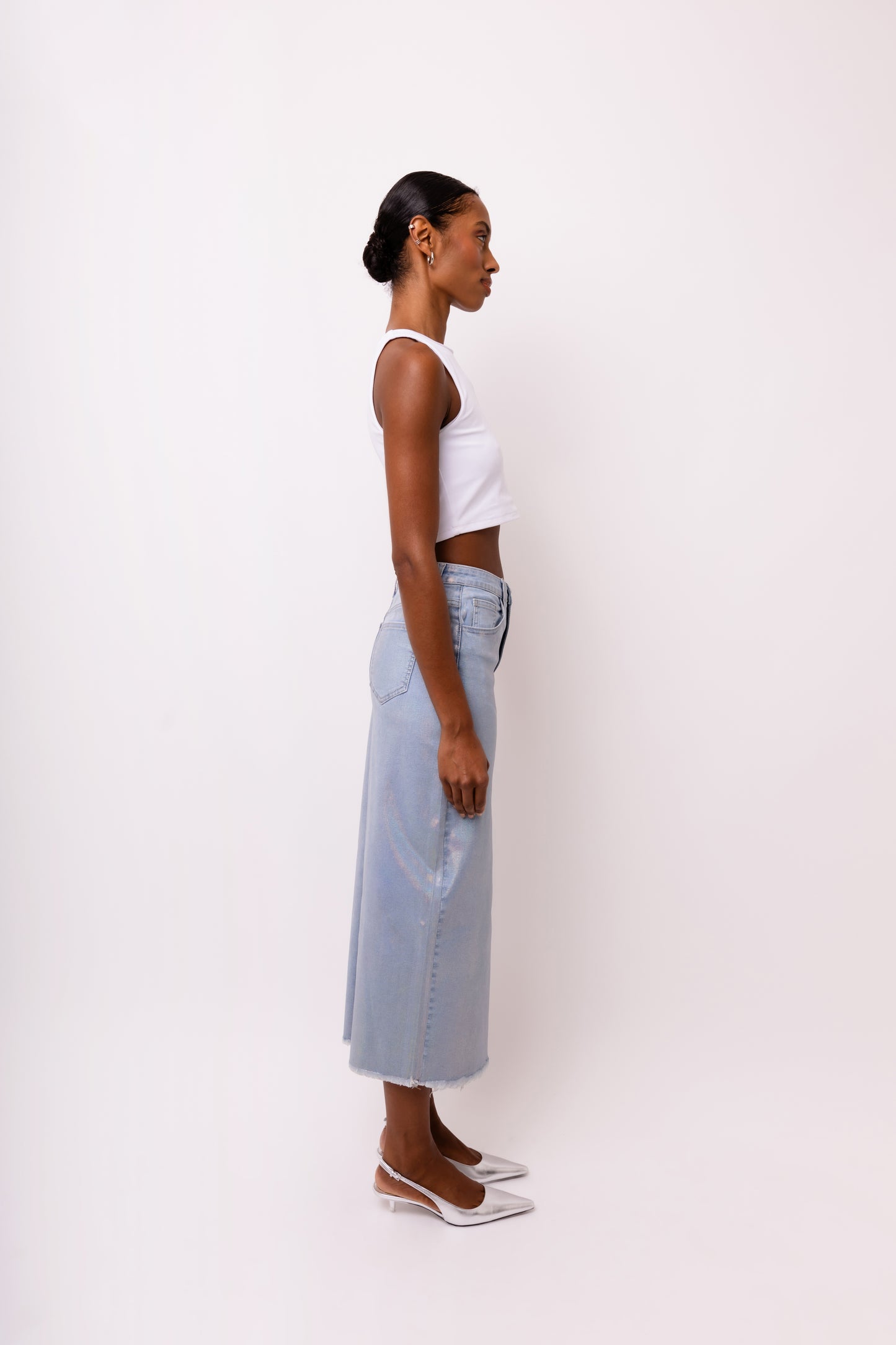 Rio Rear Slip Denim Maxi Skirt-YH322