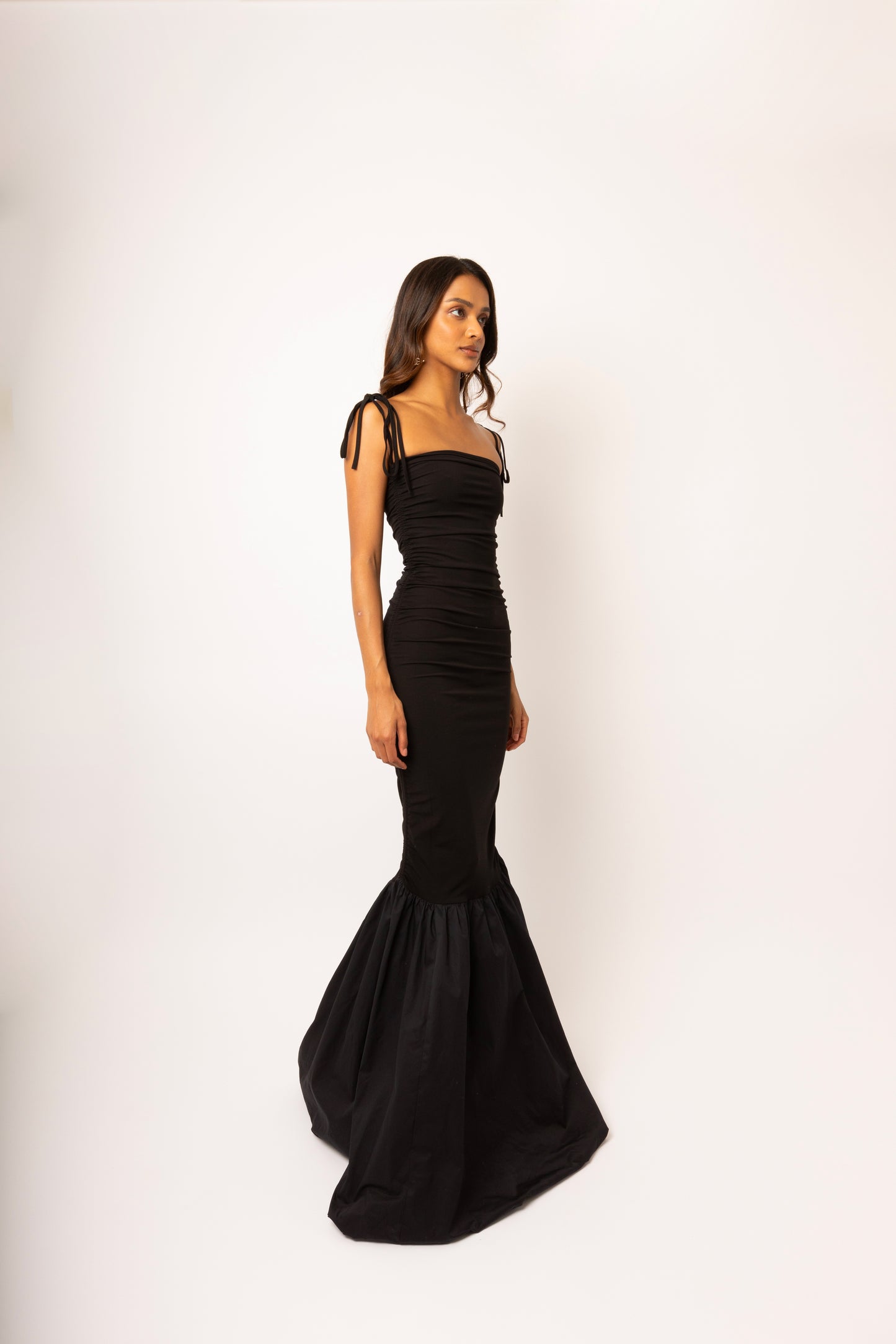 Alexa Black Fishtail Maxi Dress-ALCM0301