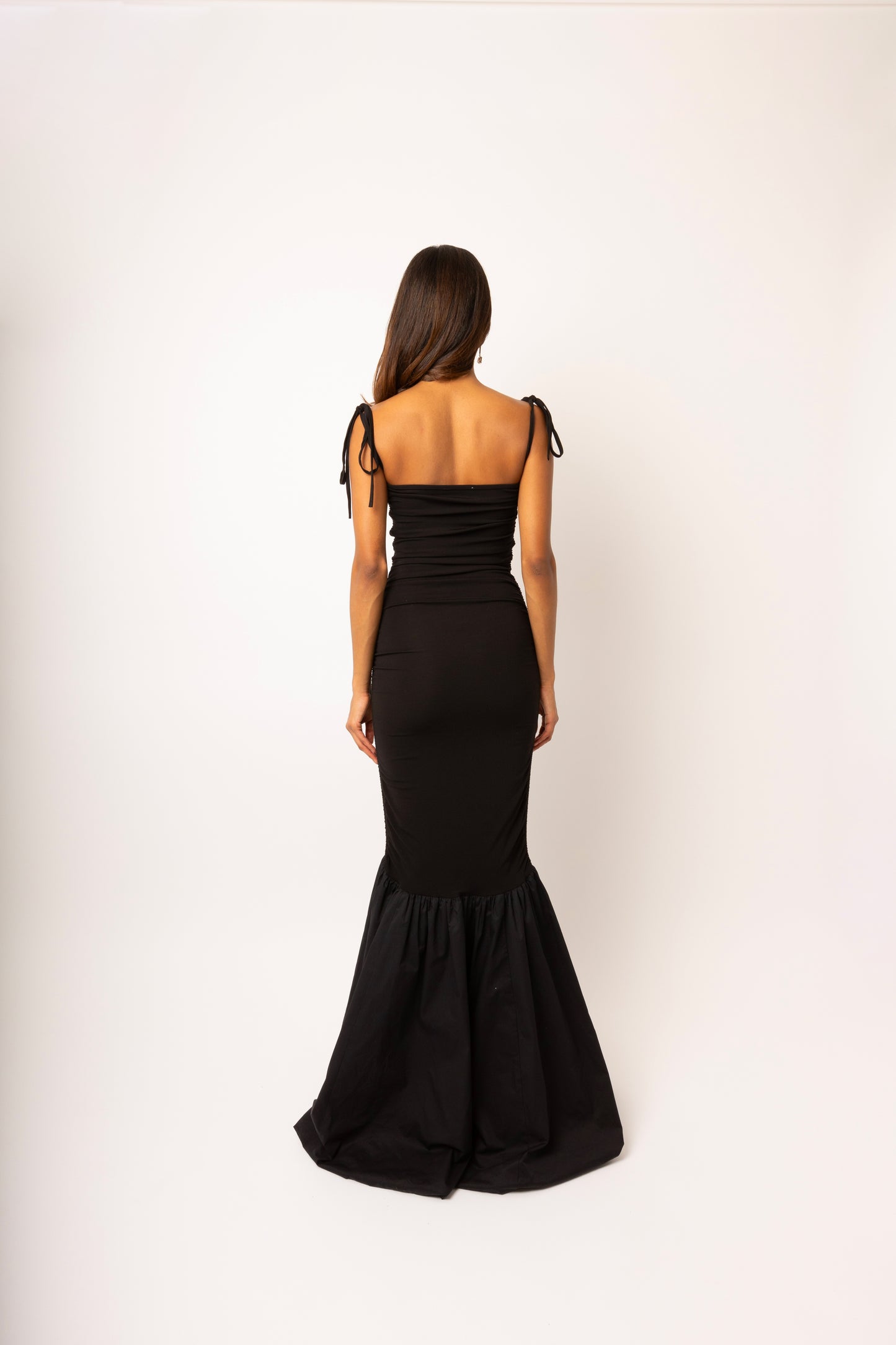 Alexa Black Fishtail Maxi Dress-ALCM0301