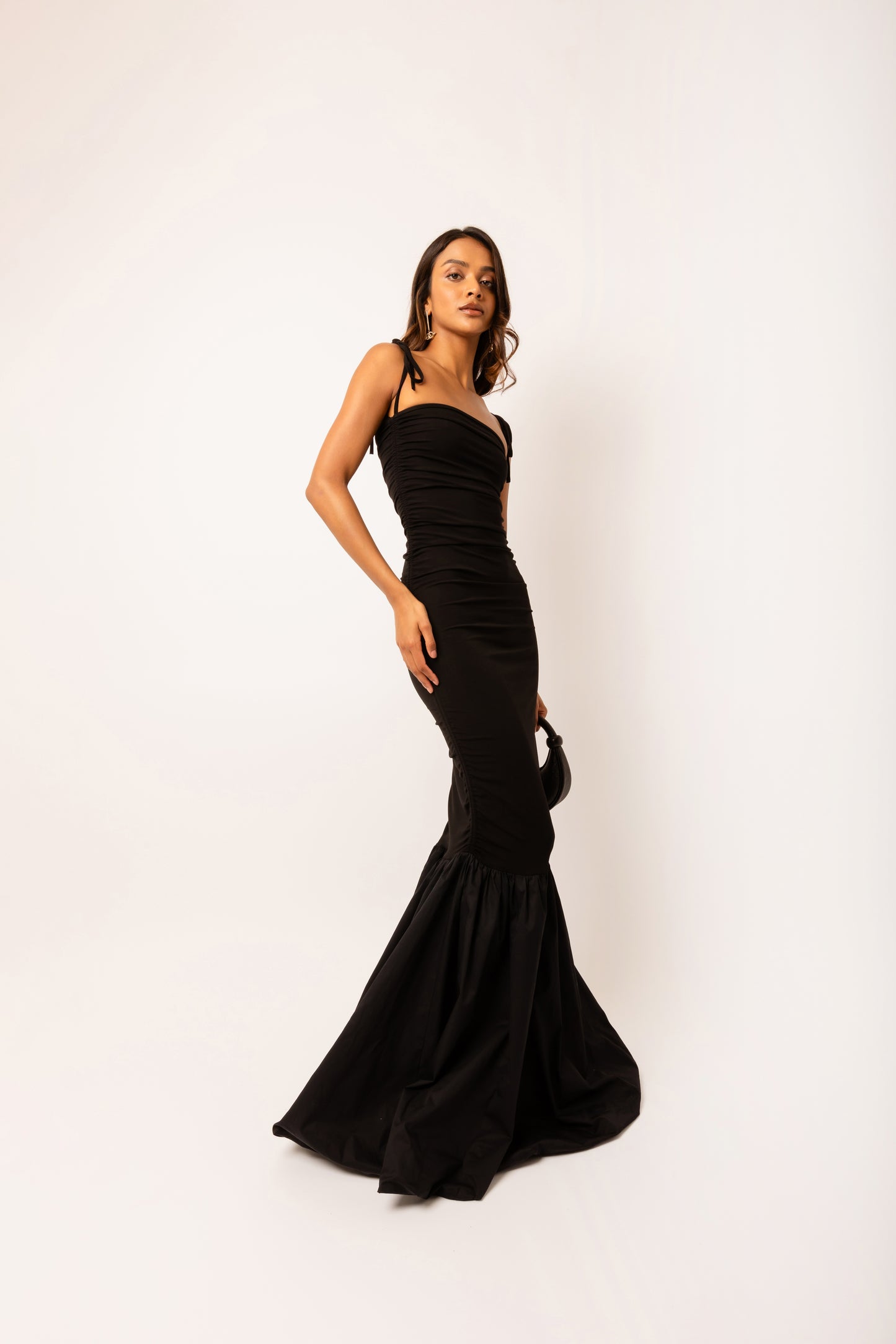 Alexa Black Fishtail Maxi Dress-ALCM0301