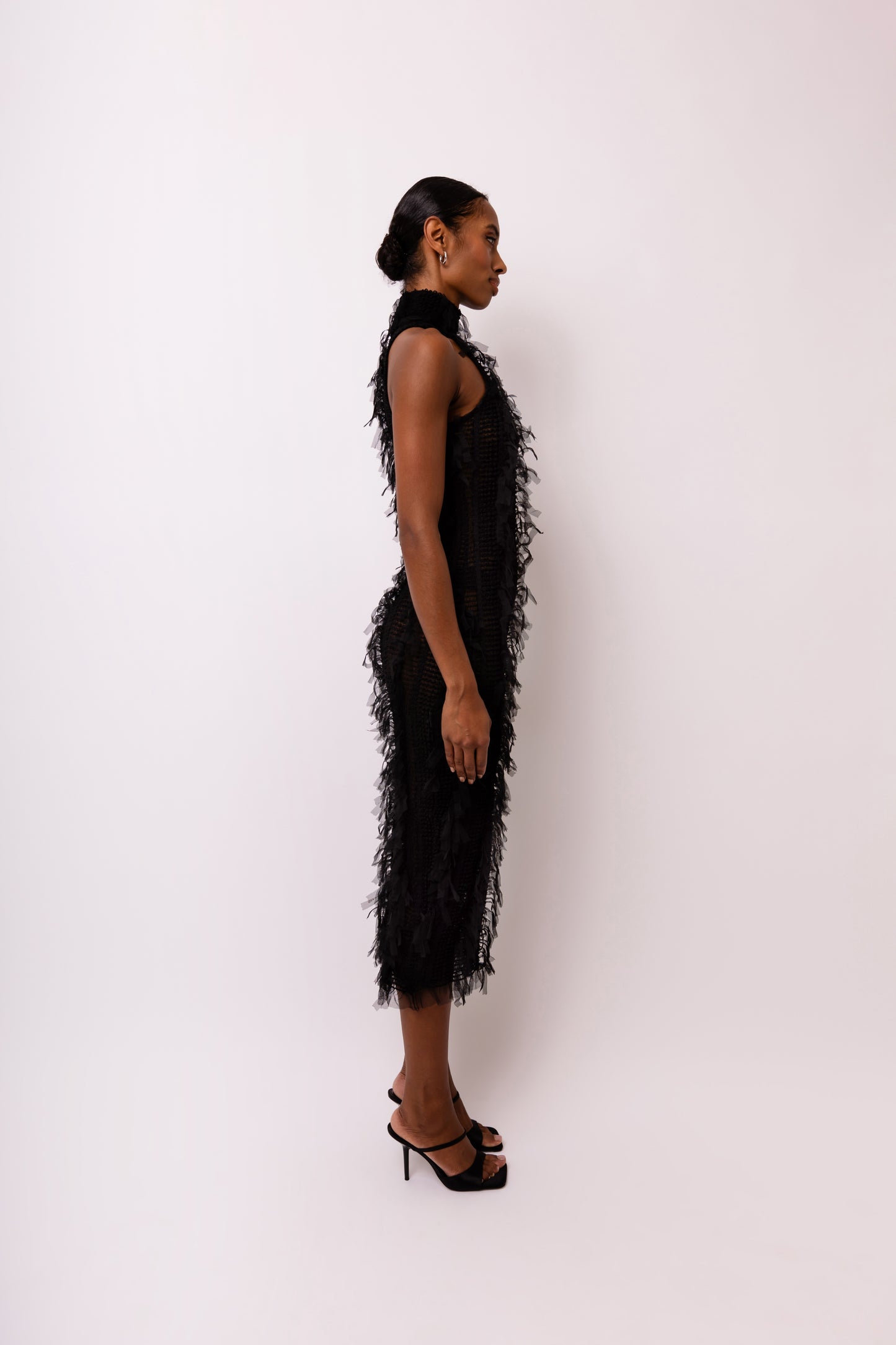 Calla Black High Neck Midi Dress-ALJH0099-1