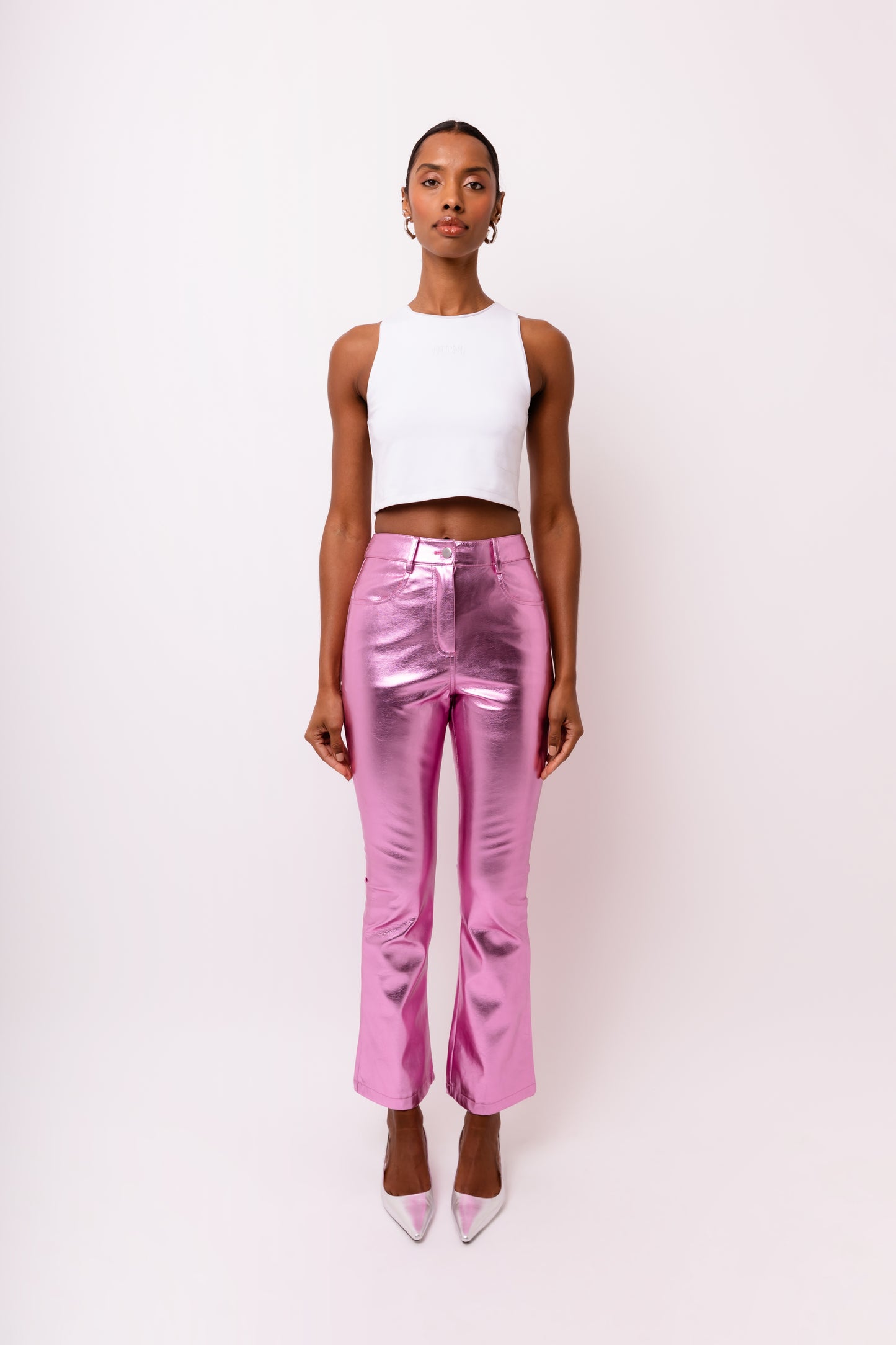 Lupe Metallic Faux Leather Slim Fit Pants-ALJH0209