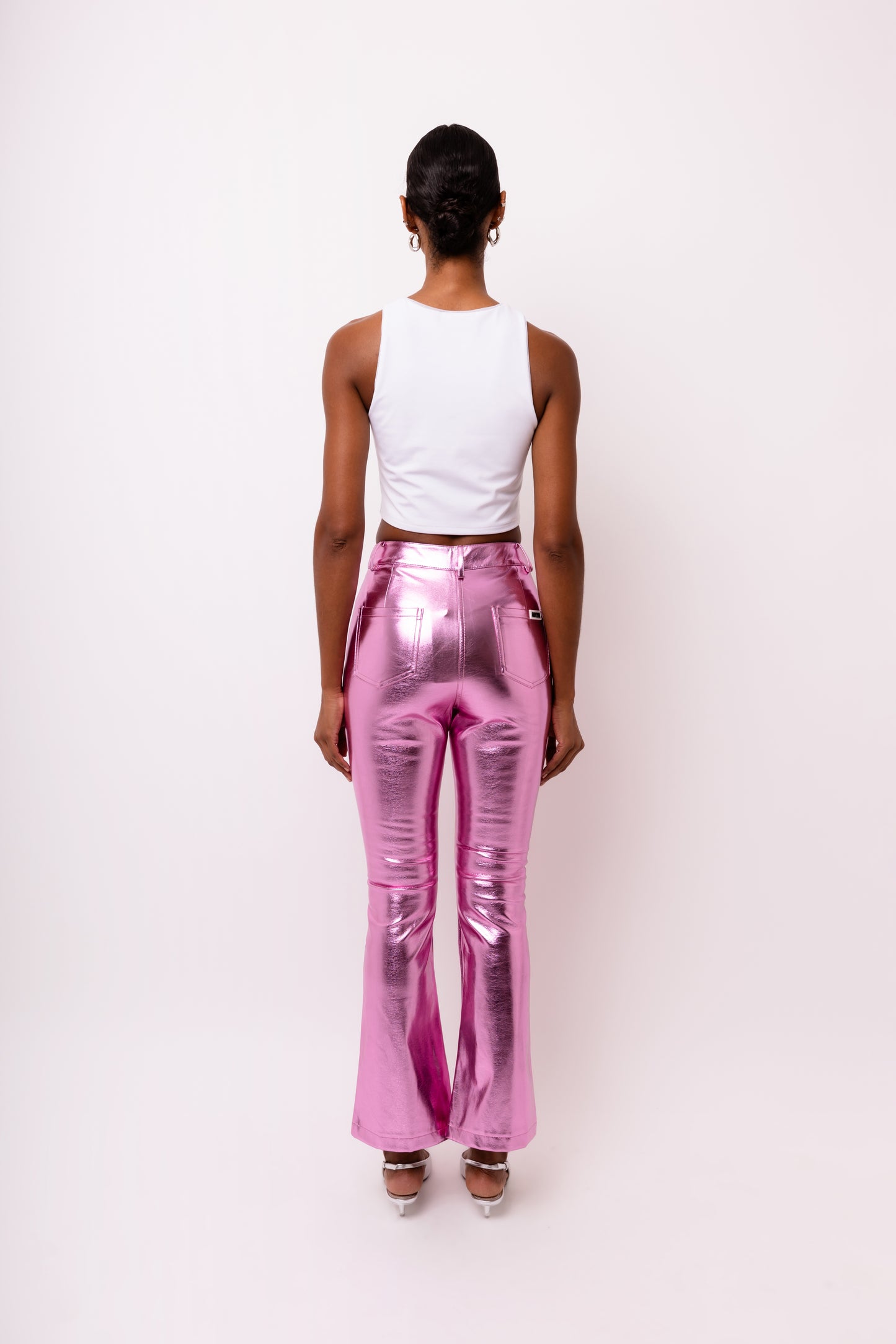 Lupe Metallic Faux Leather Slim Fit Pants-ALJH0209